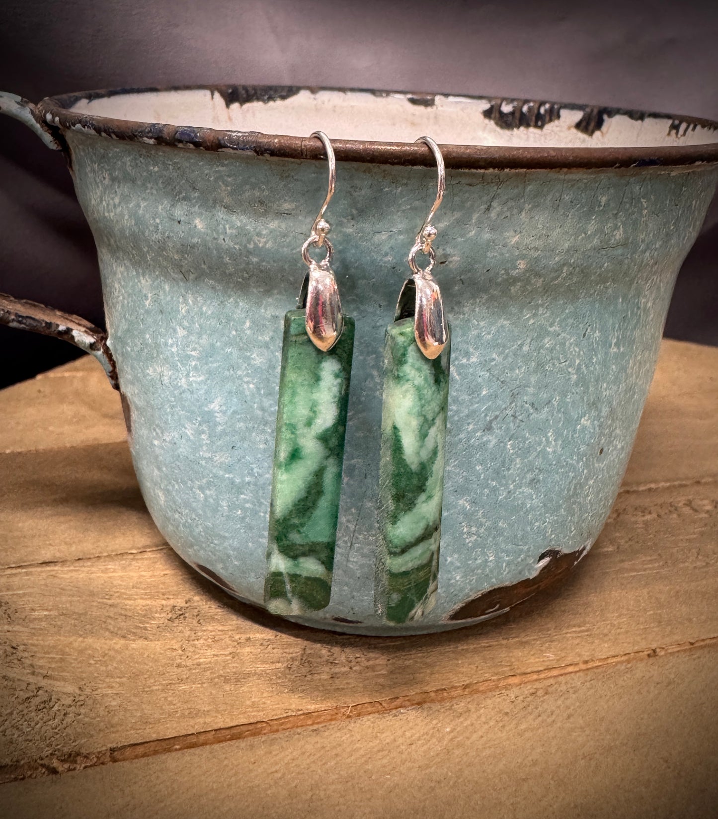 African Green Jade Earring #1