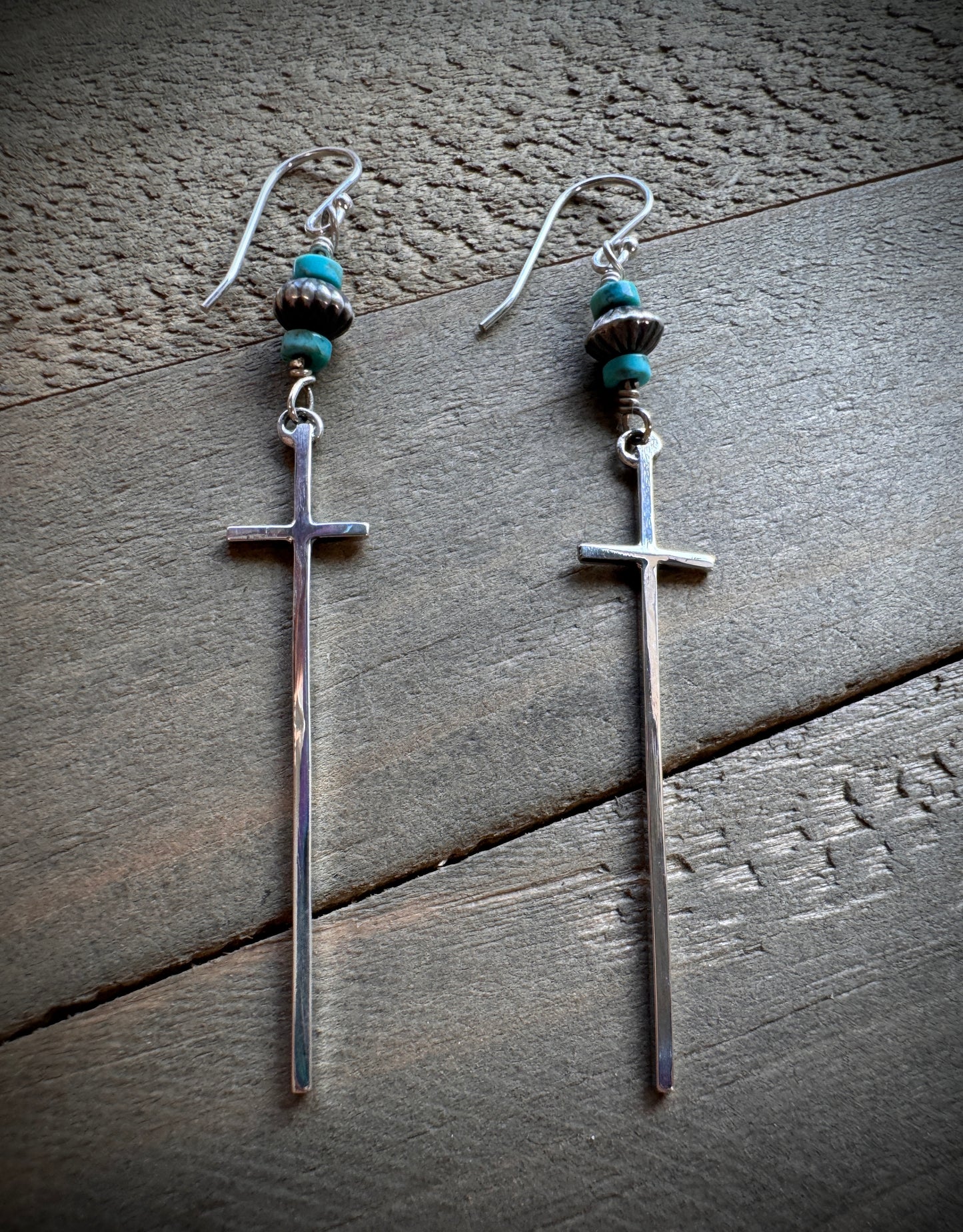 Long Thin Cross Earrings