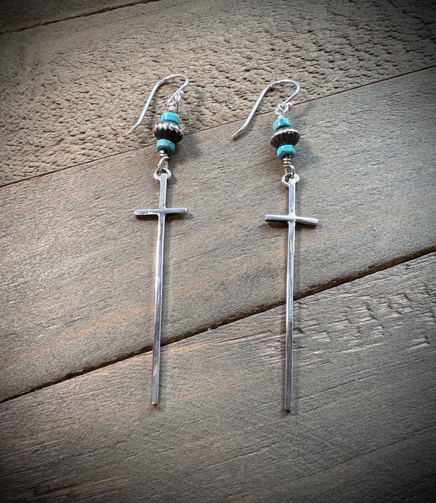 Long Thin Cross Earrings