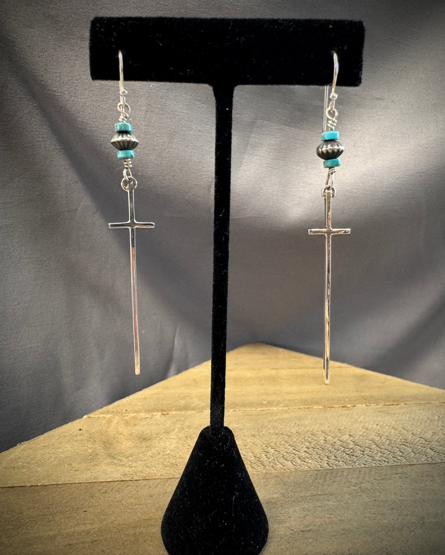 Long Thin Cross Earrings