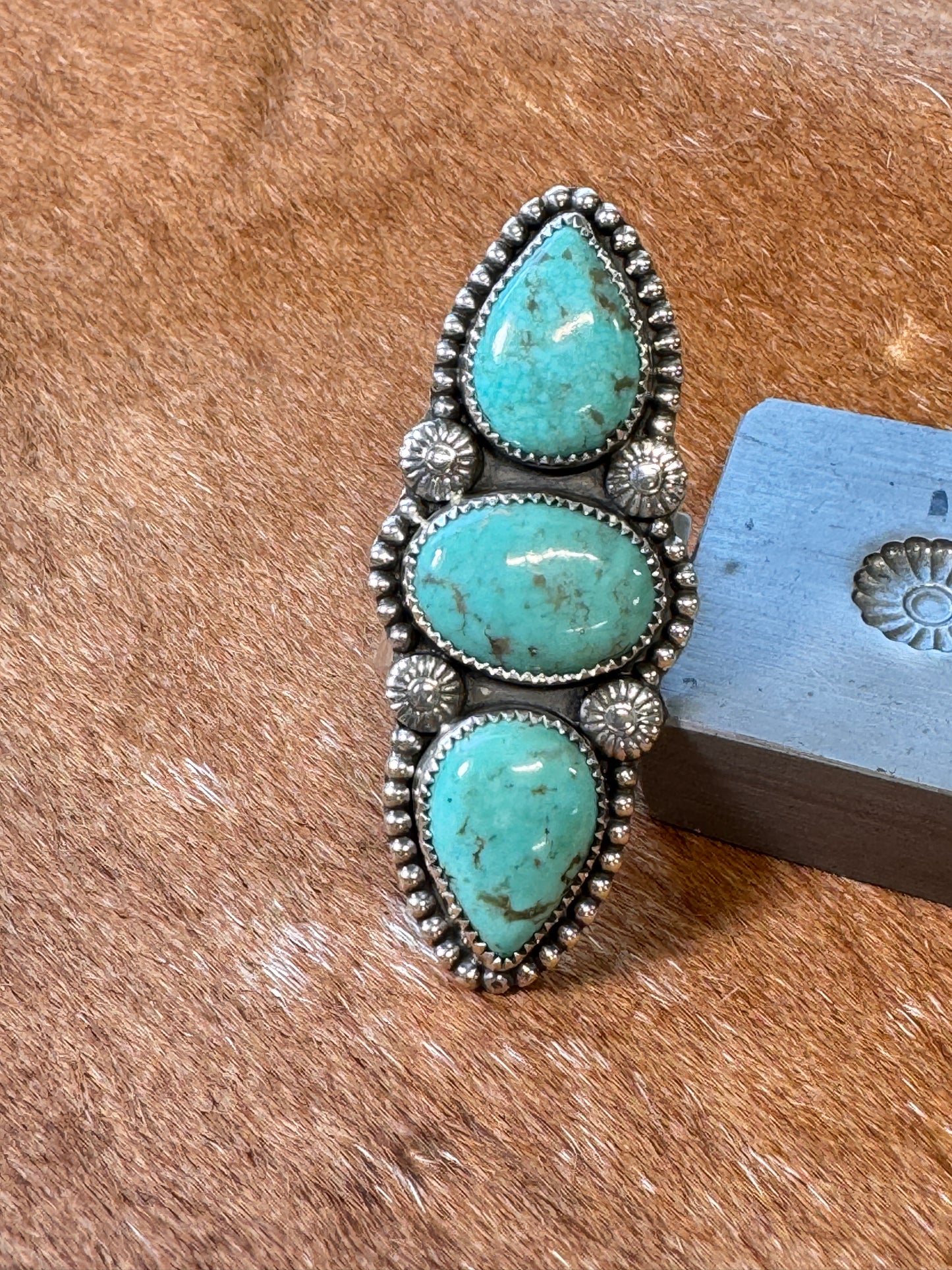 3 Stone Turquoise Ring - Adjustable
