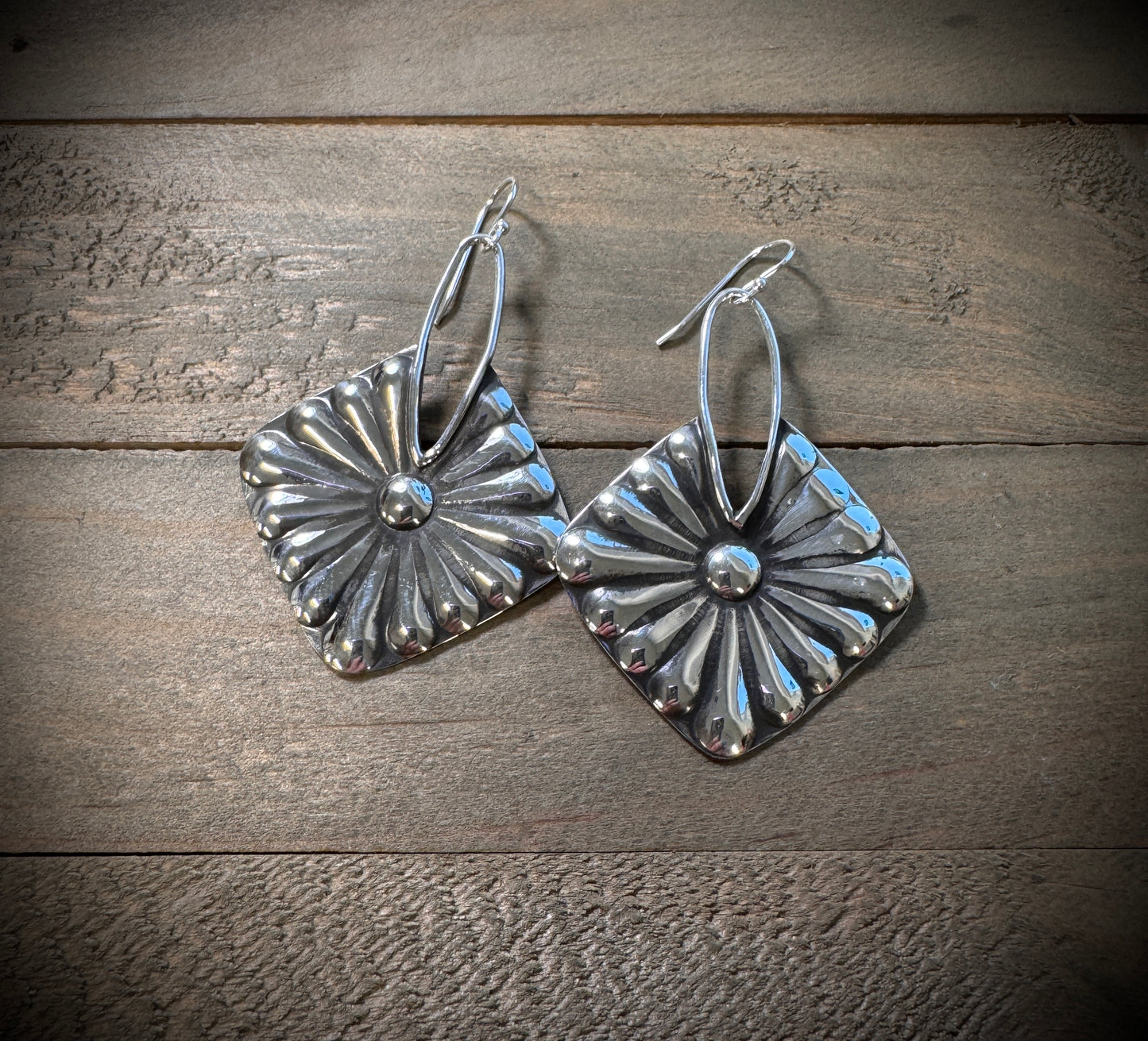 Large Concho Drop Earrings