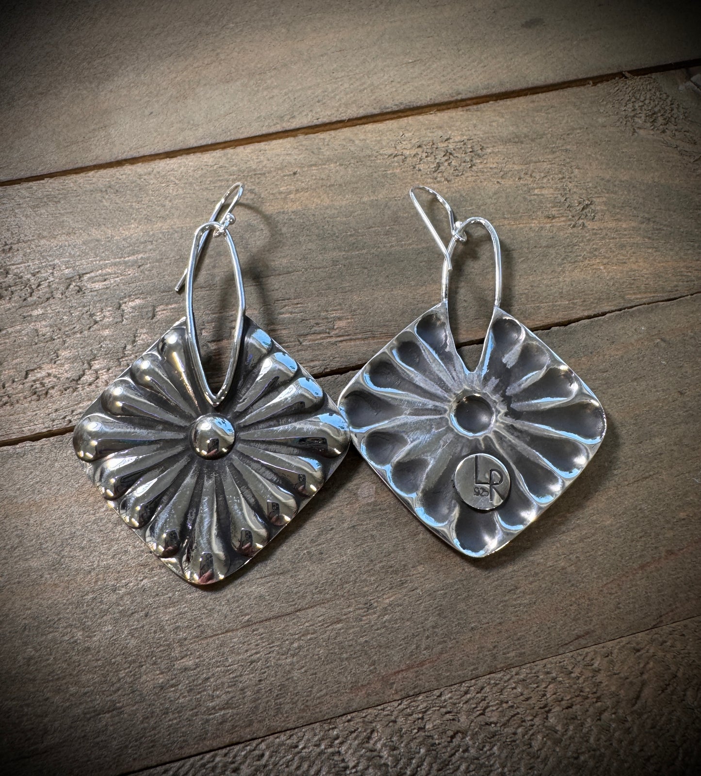 Large Concho Drop Earrings