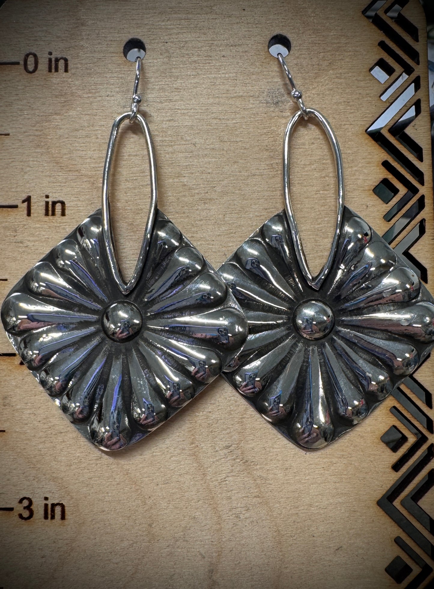 Large Concho Drop Earrings