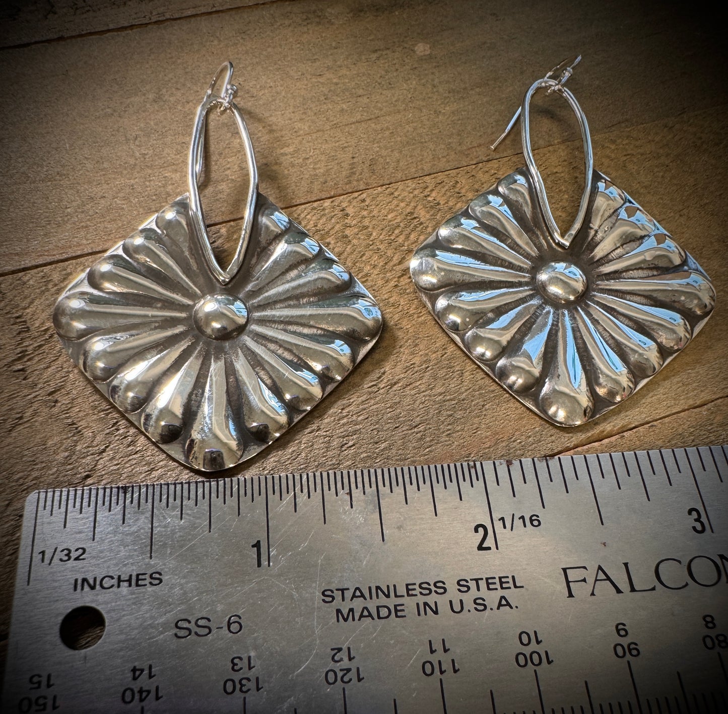 Large Concho Drop Earrings