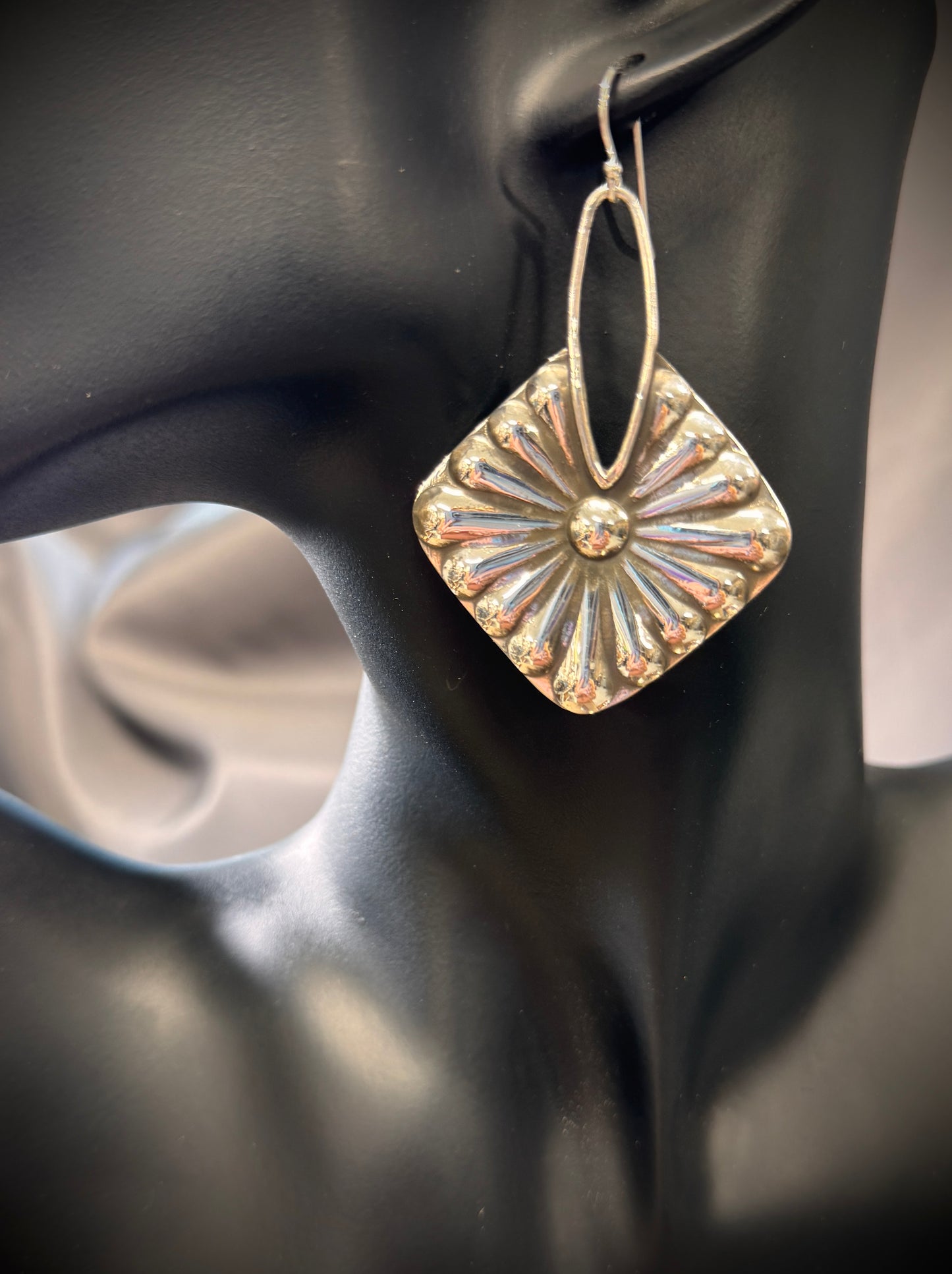 Large Concho Drop Earrings