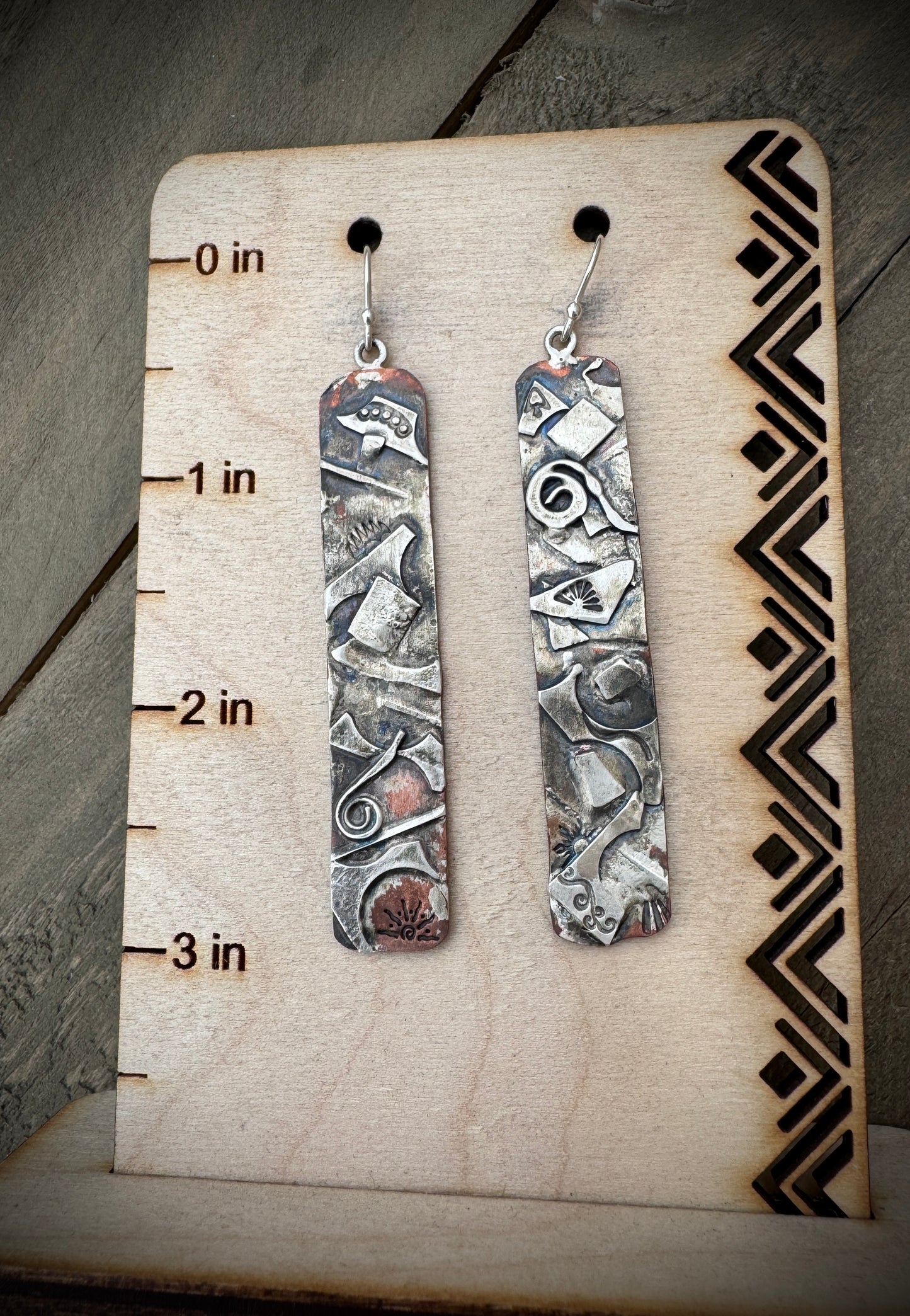 Copper and Silver Abstract Earrings
