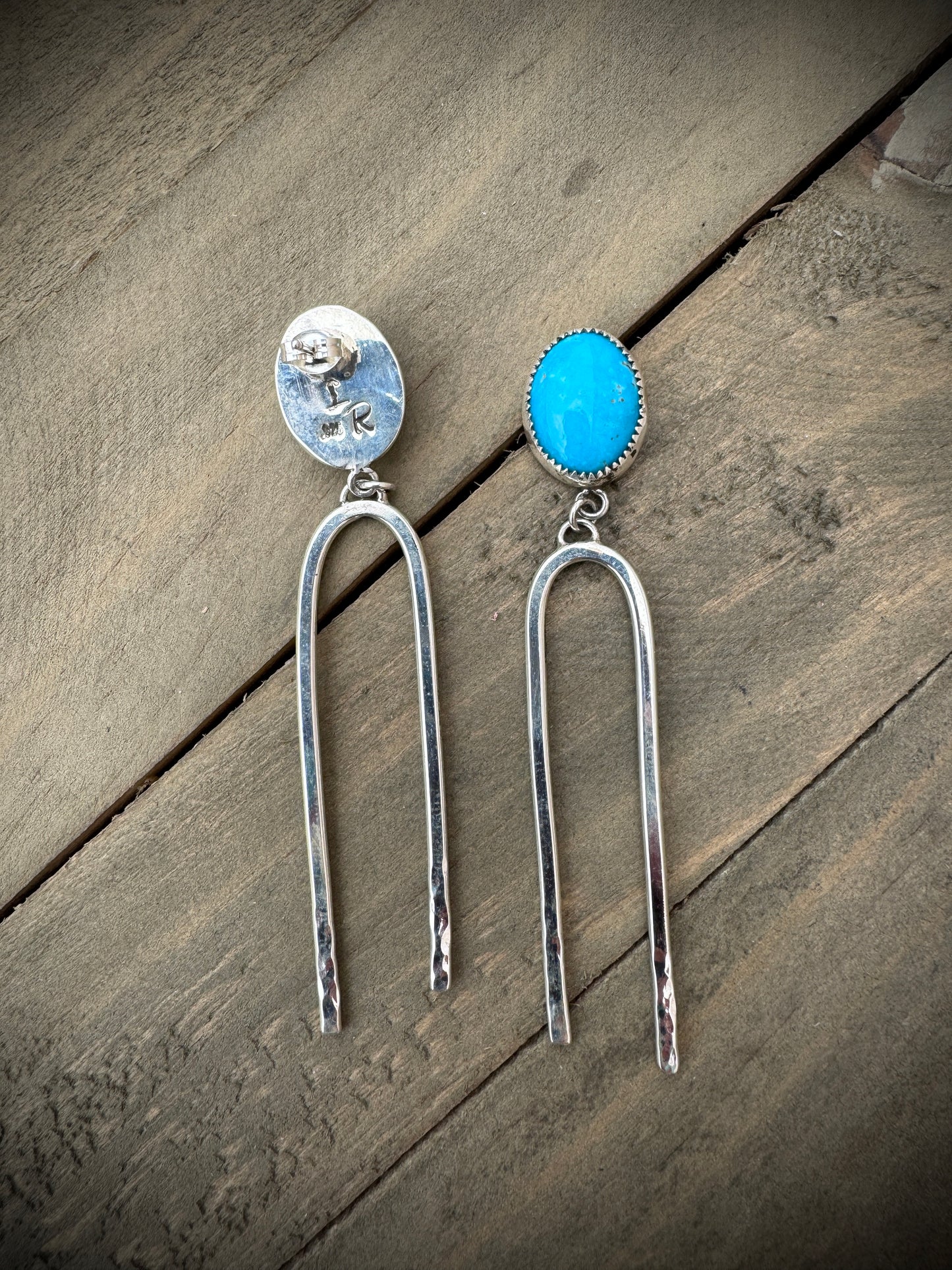 Turquoise U Shaped Dangle Earrings