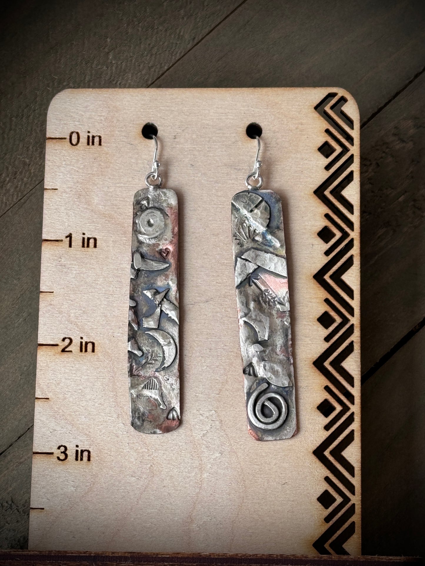 Copper and Silver Abstract Earrings