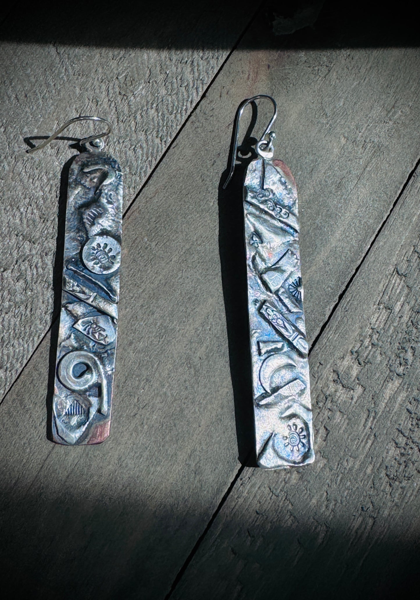 Copper and Silver Abstract Earrings