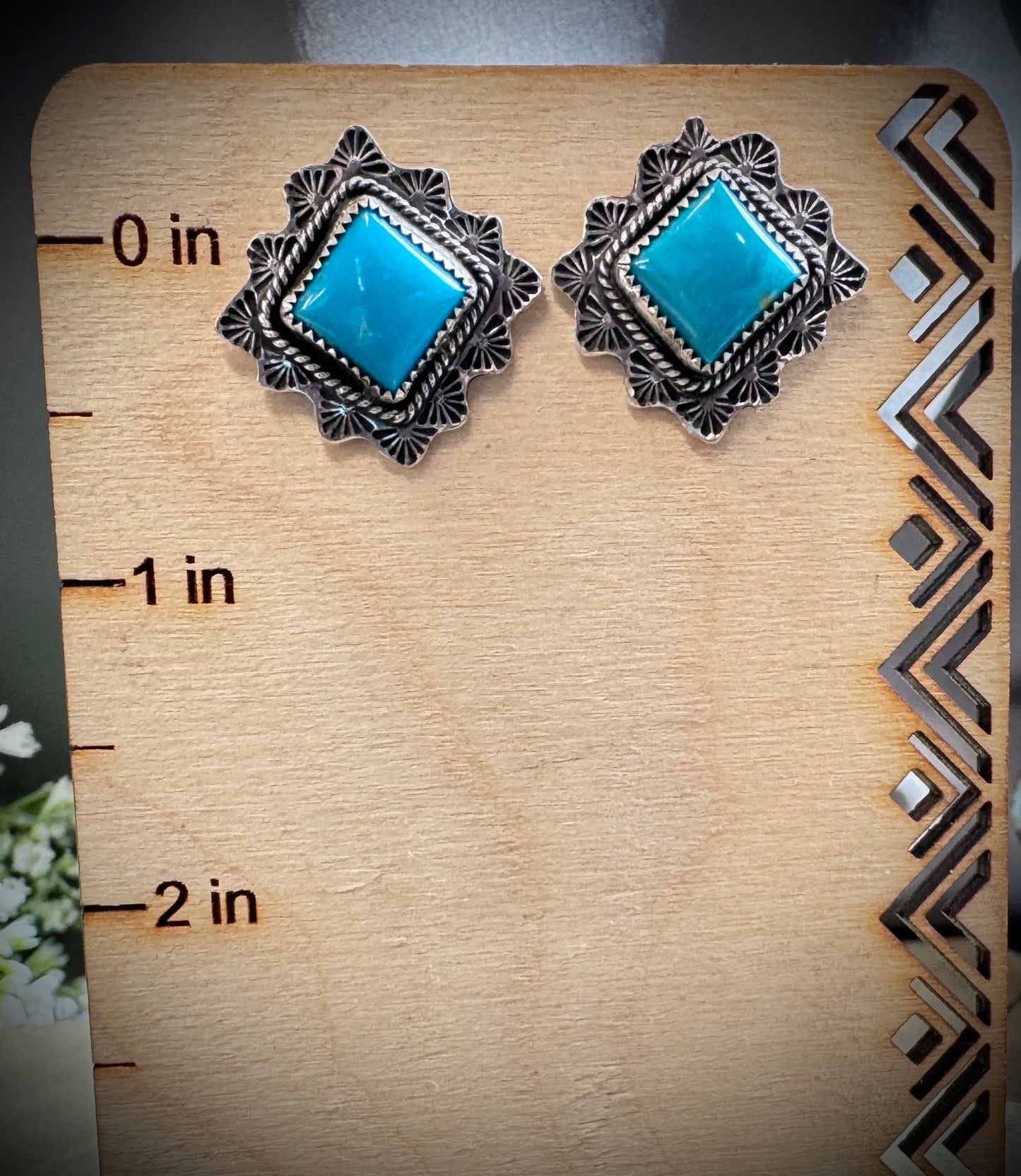 Diamond Shaped Kingman Stud Earrings