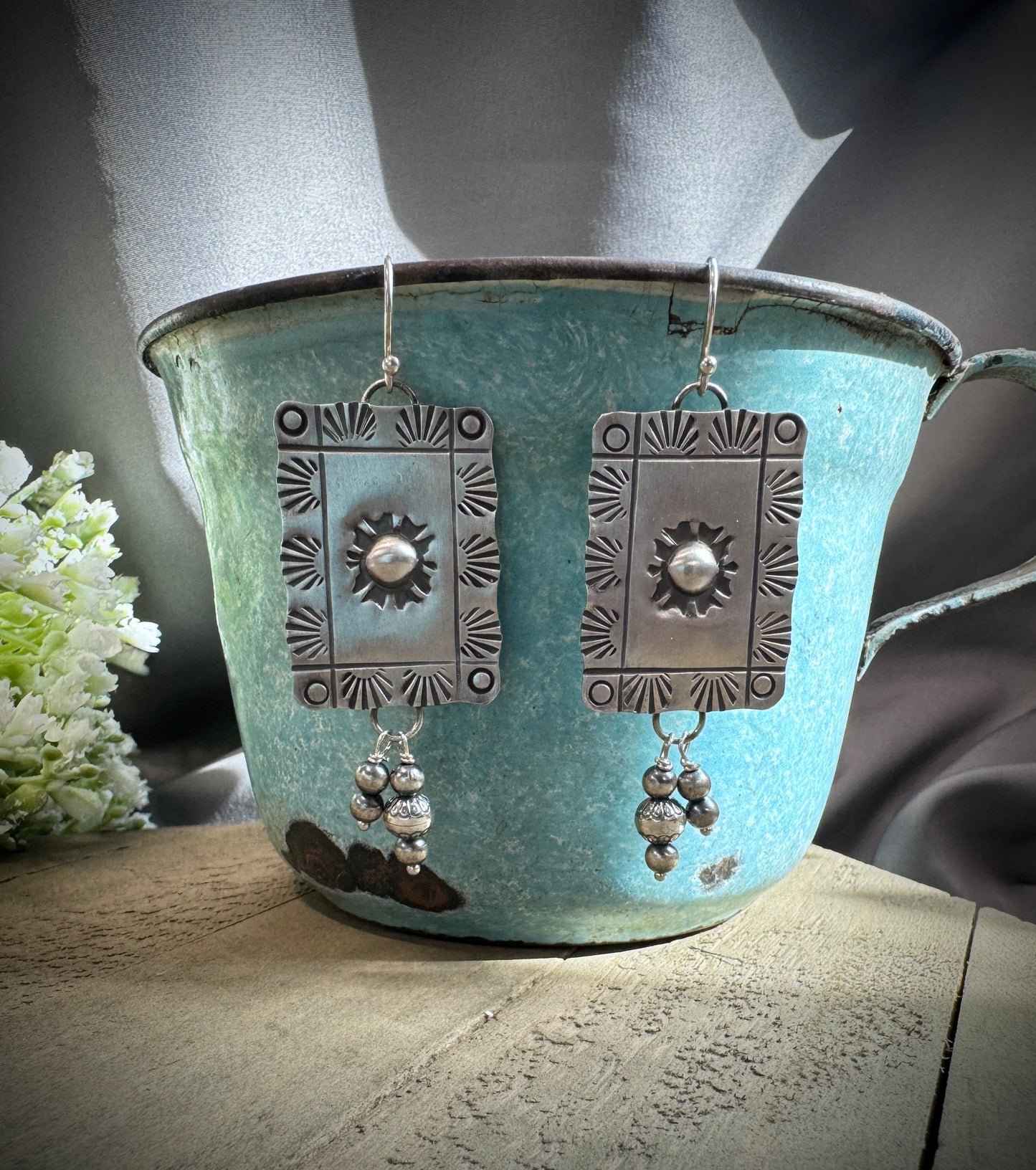 Square Southwest Stamped Earrings