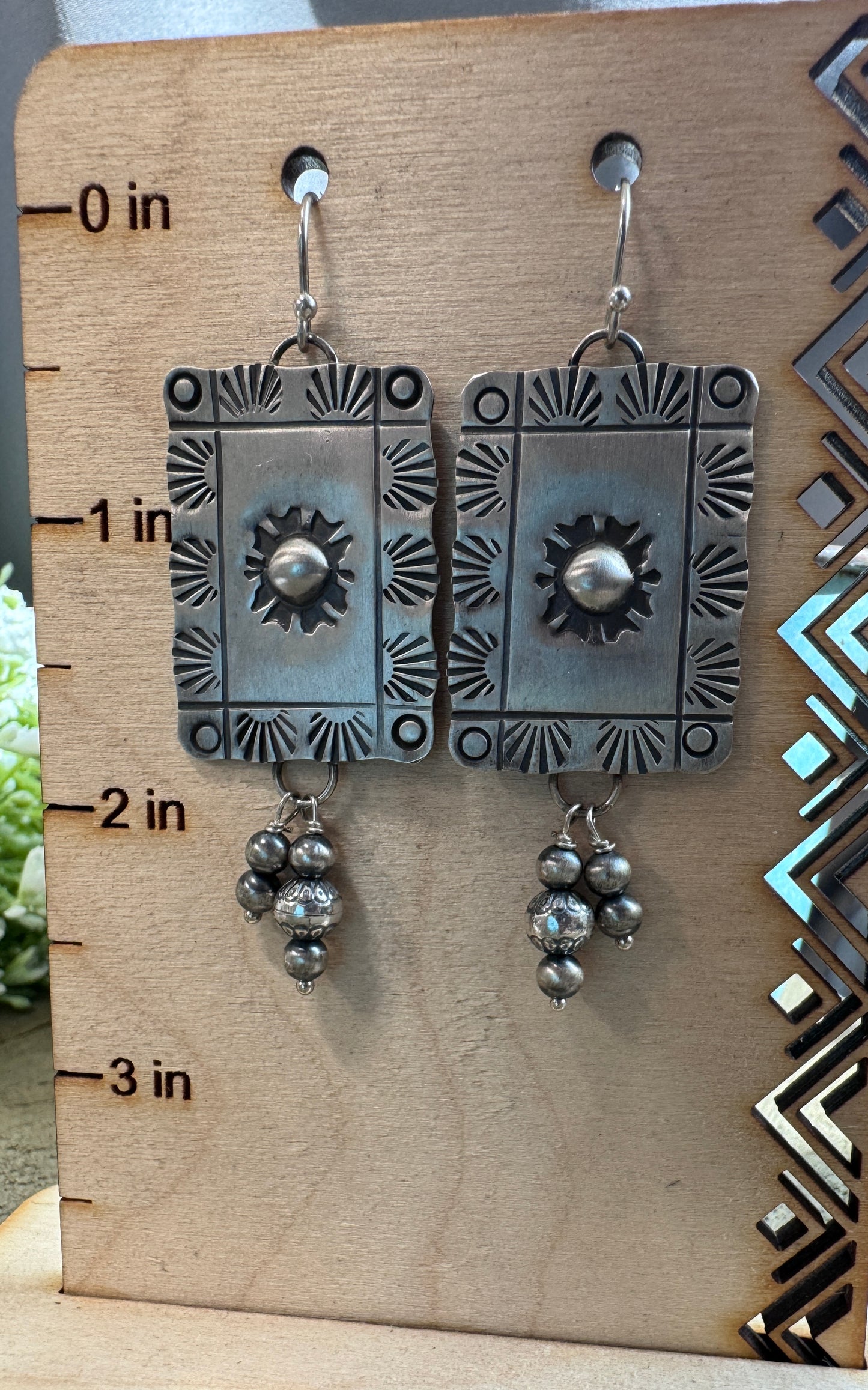 Square Southwest Stamped Earrings