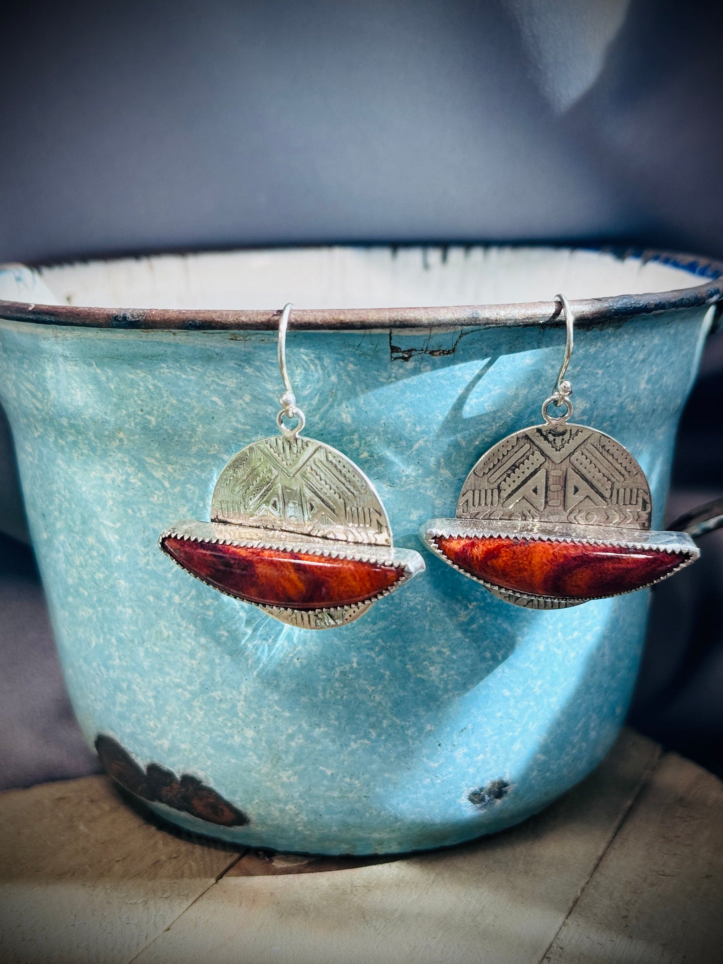 Contemporary Spiny Oyster Earrings