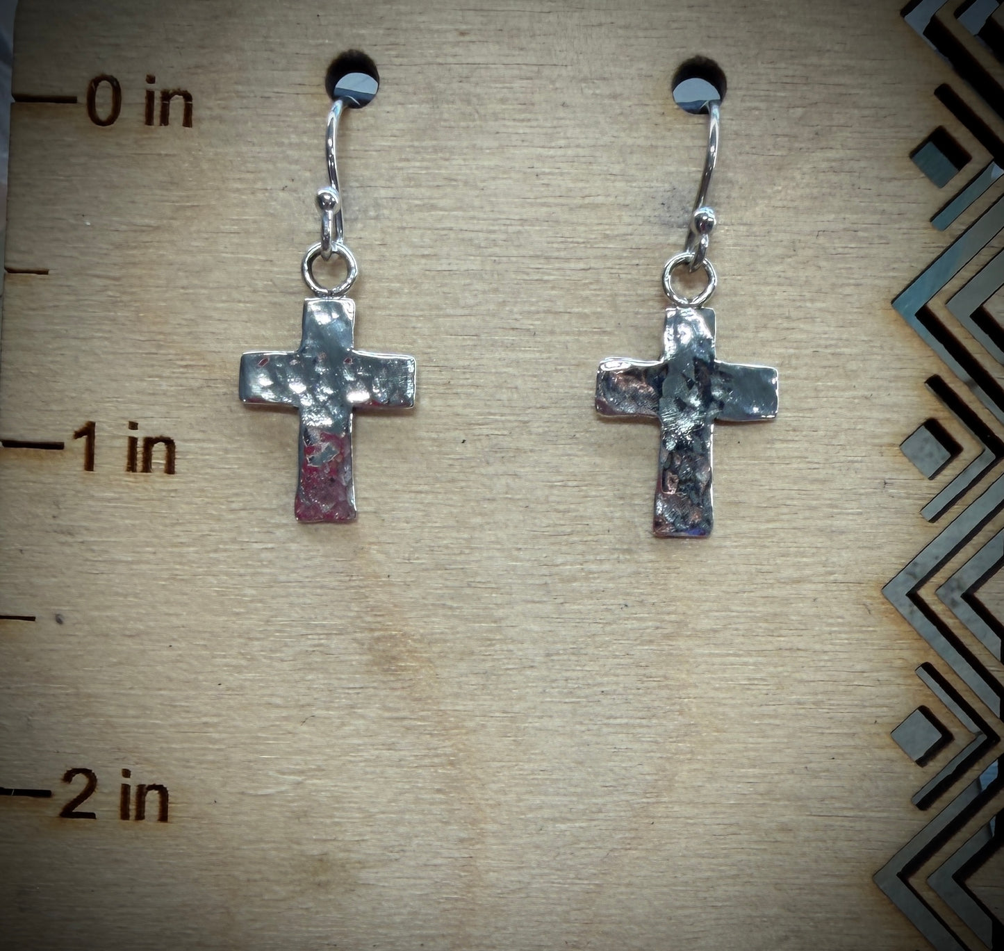 Small Hammered Cross Earrings