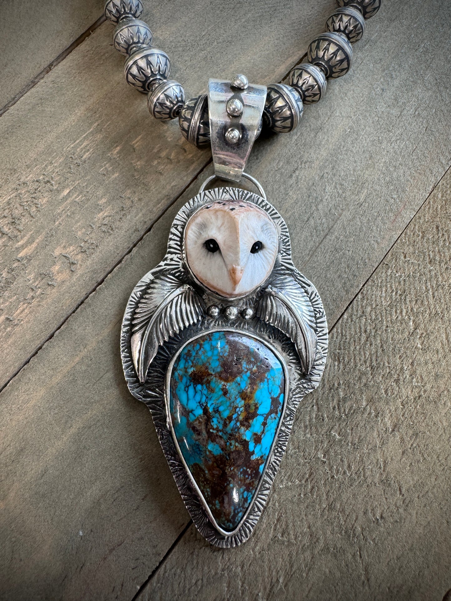 Owl and Turquoise Pendant