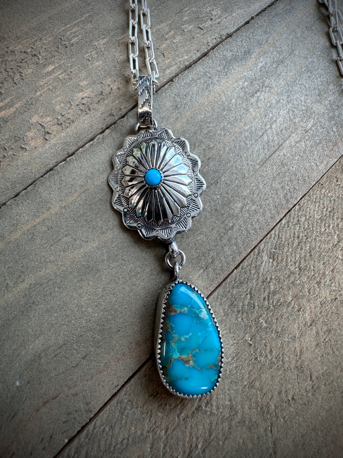 Concho and Turquoise drop Necklace