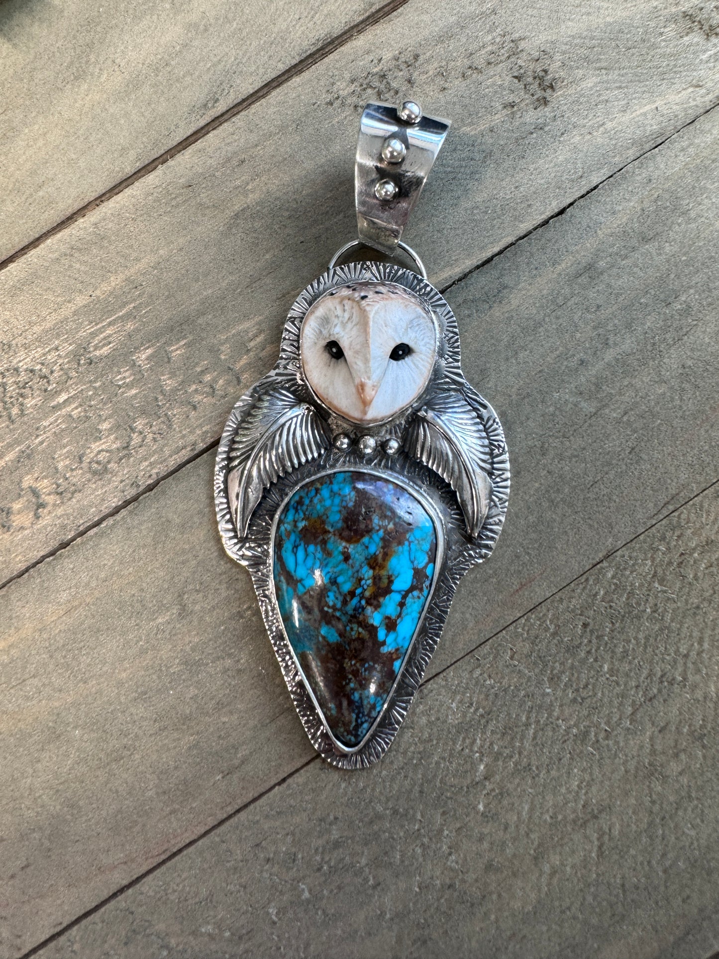 Owl and Turquoise Pendant
