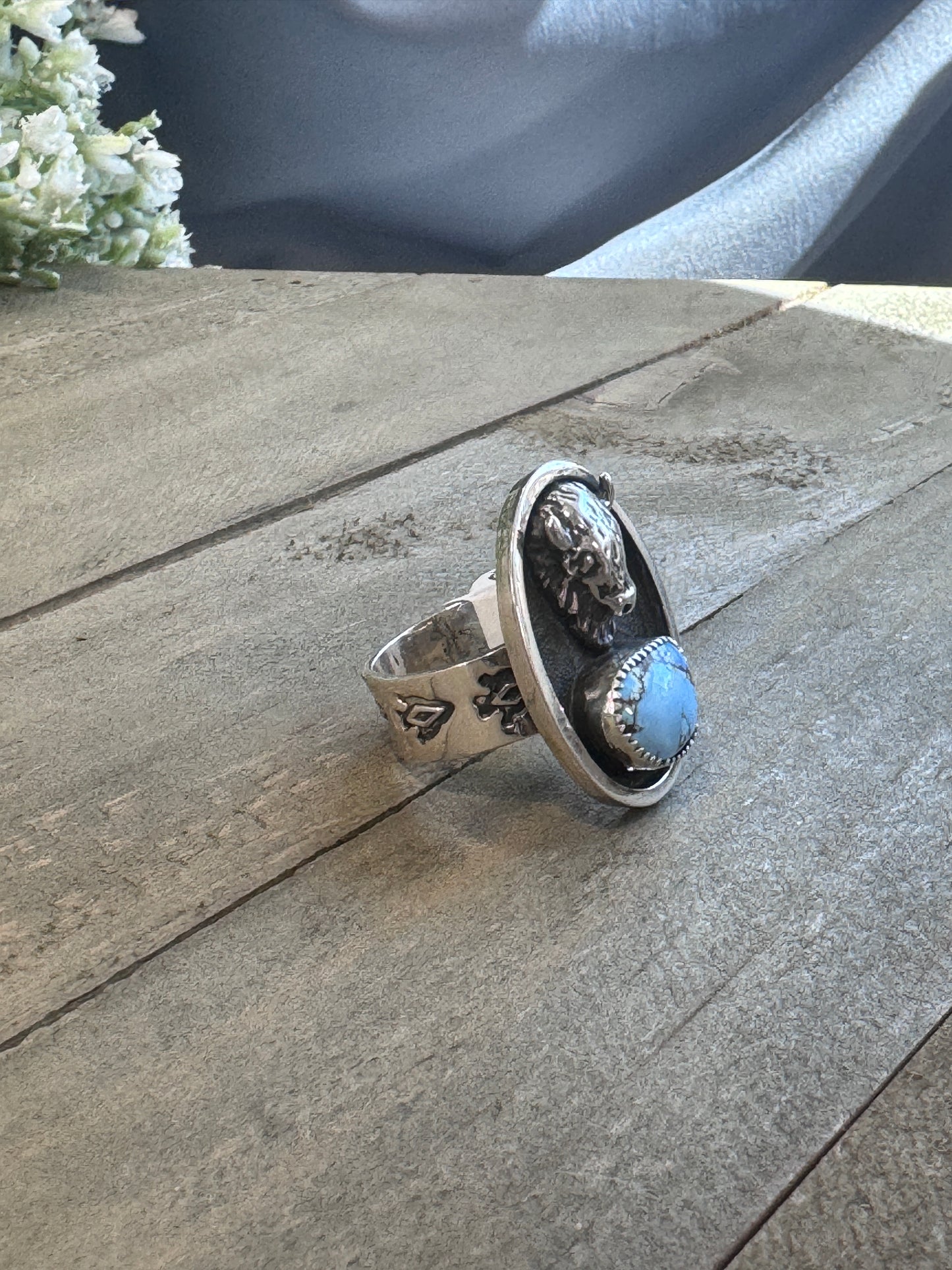 Buffalo and Golden Hills Turquoise Ring