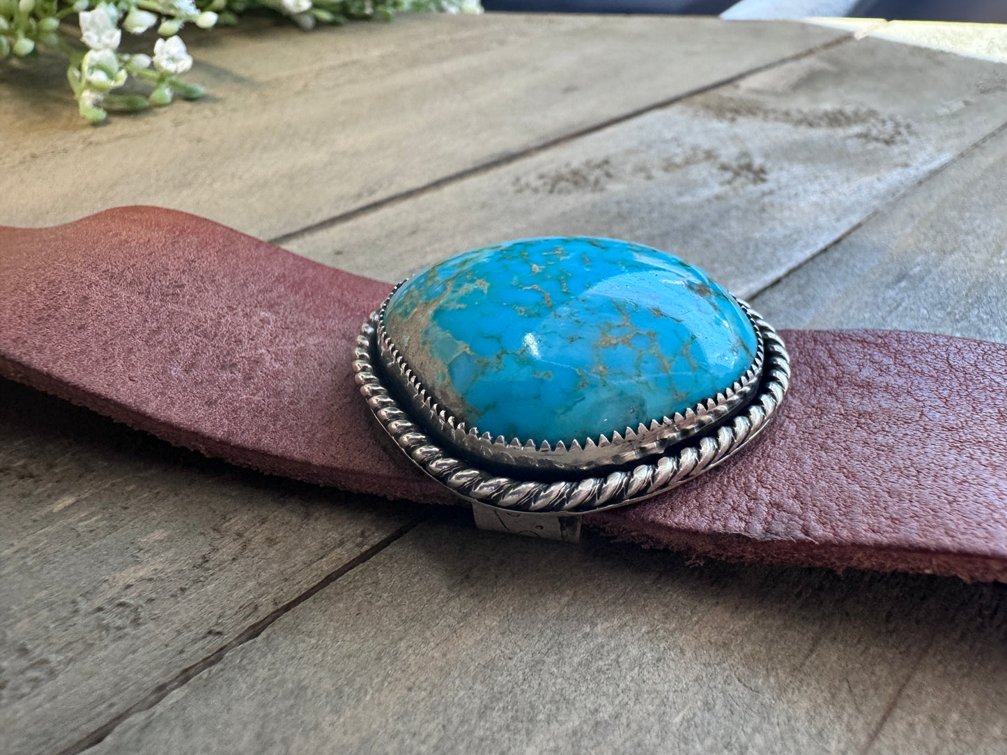 Leather and Turquoise Bracelet
