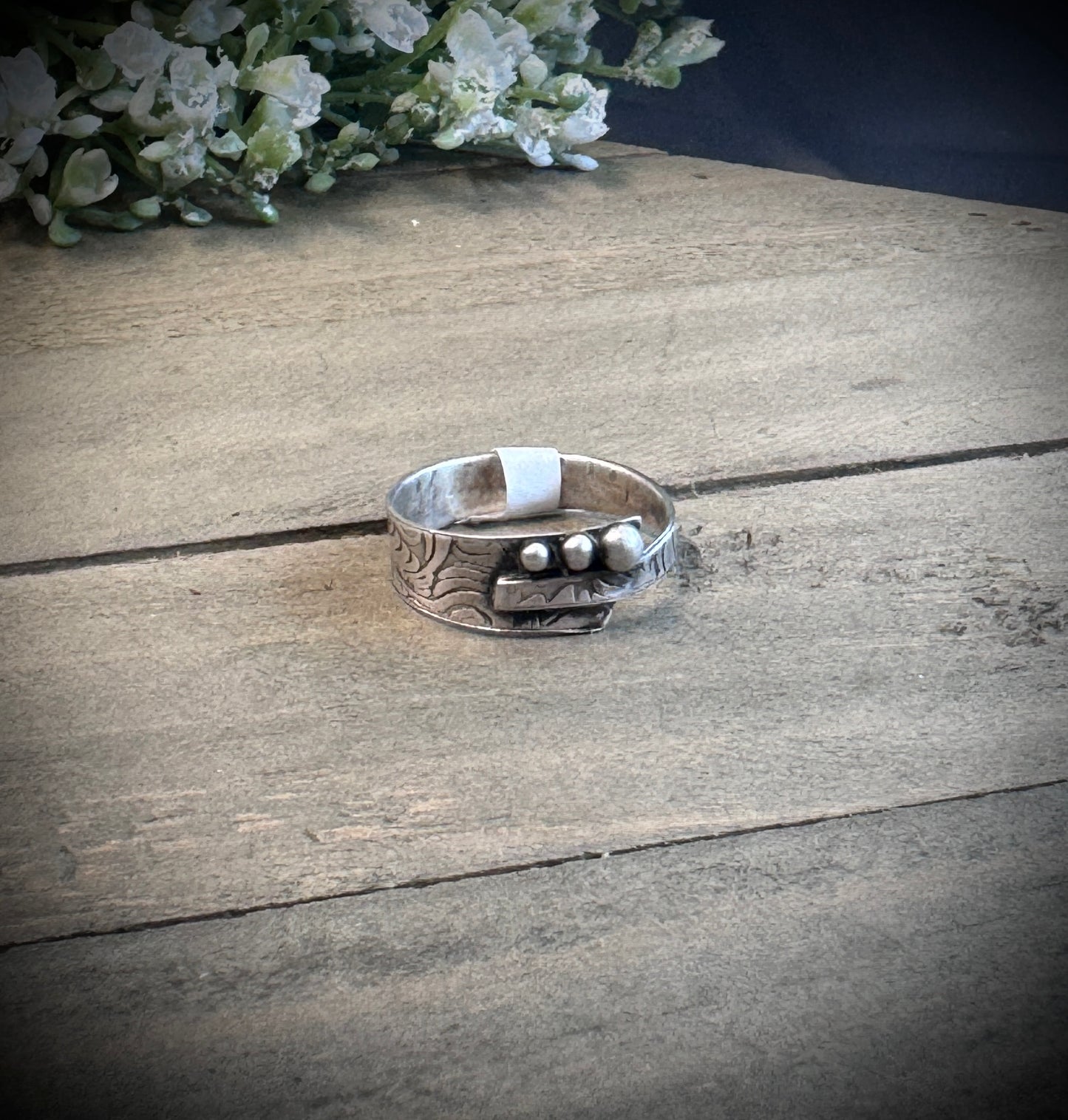 Wrapped Sterling Ring - Beaded