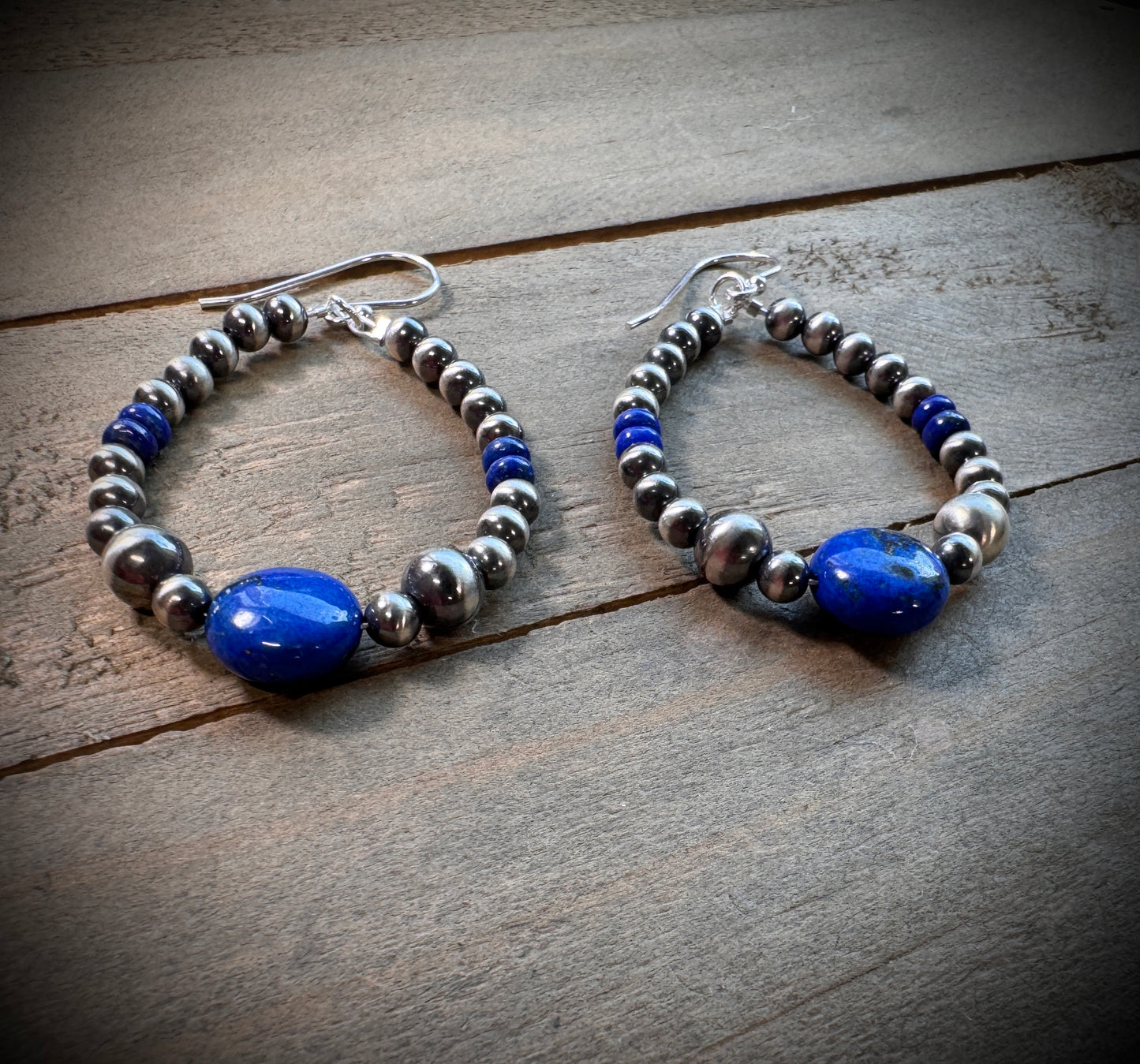 Navajo Pearl and Lapis Earrings