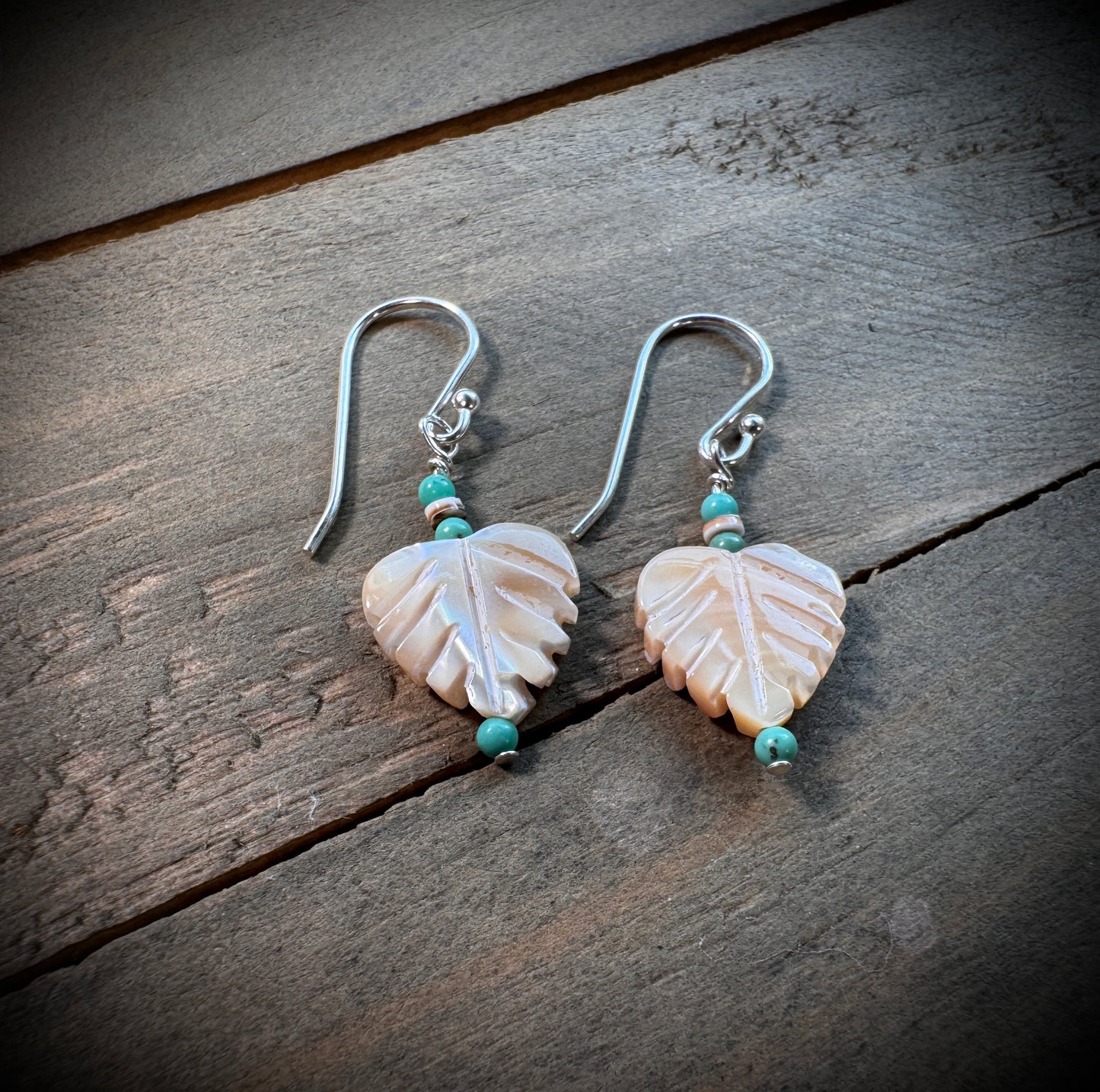 Mother of Pearl Leaf Earrings