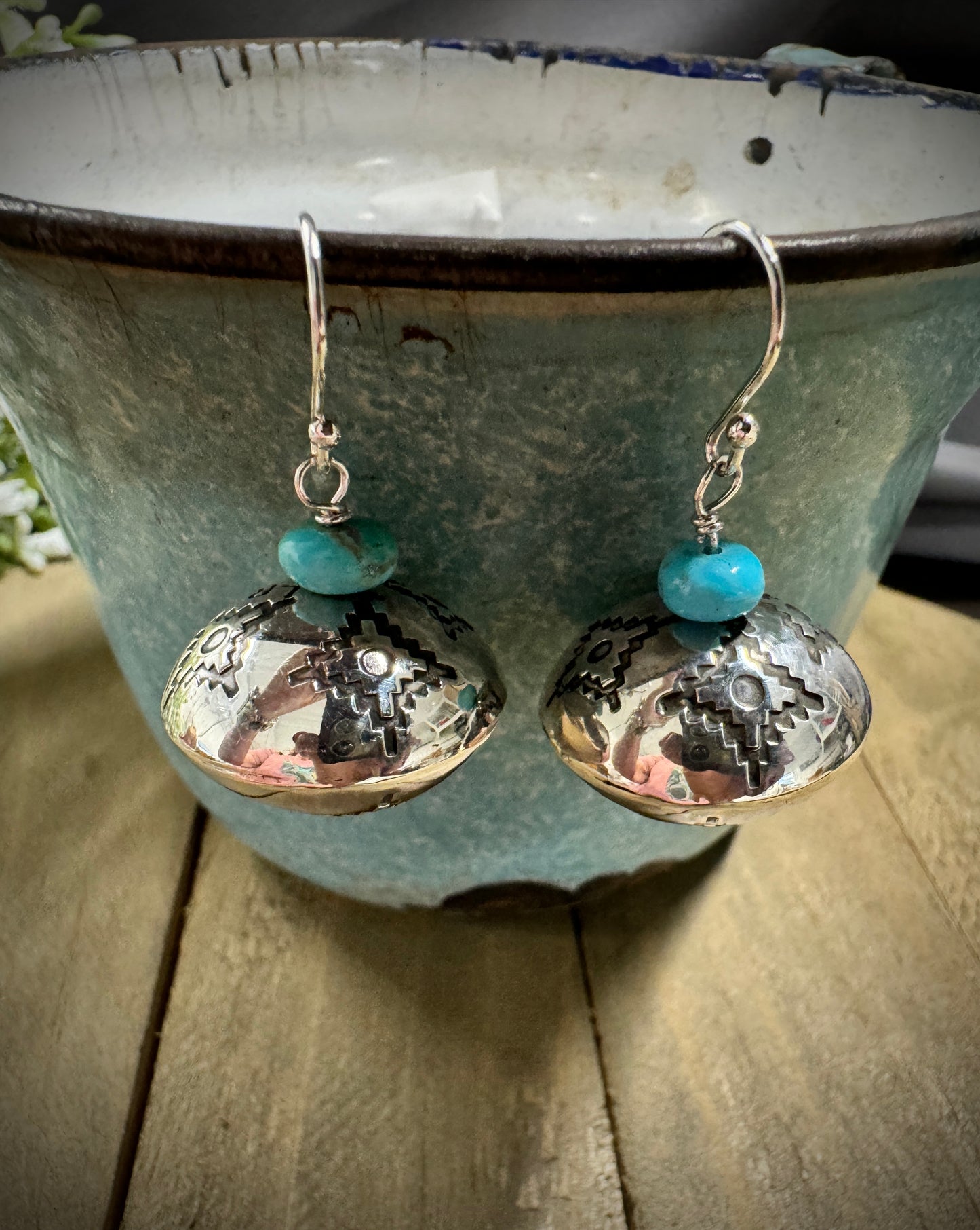 Handmade Bead Earrings - Turquoise
