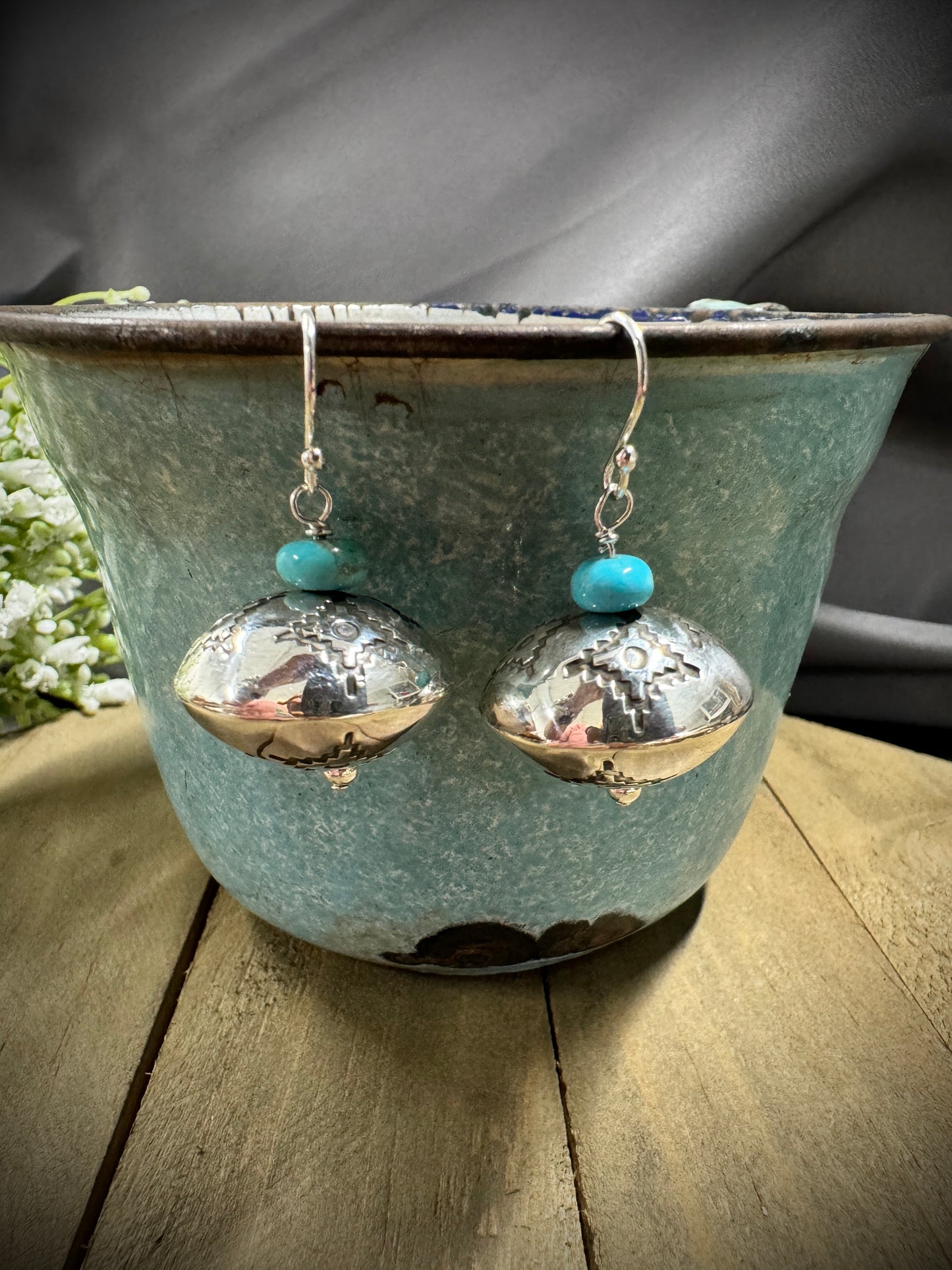 Handmade Bead Earrings - Turquoise