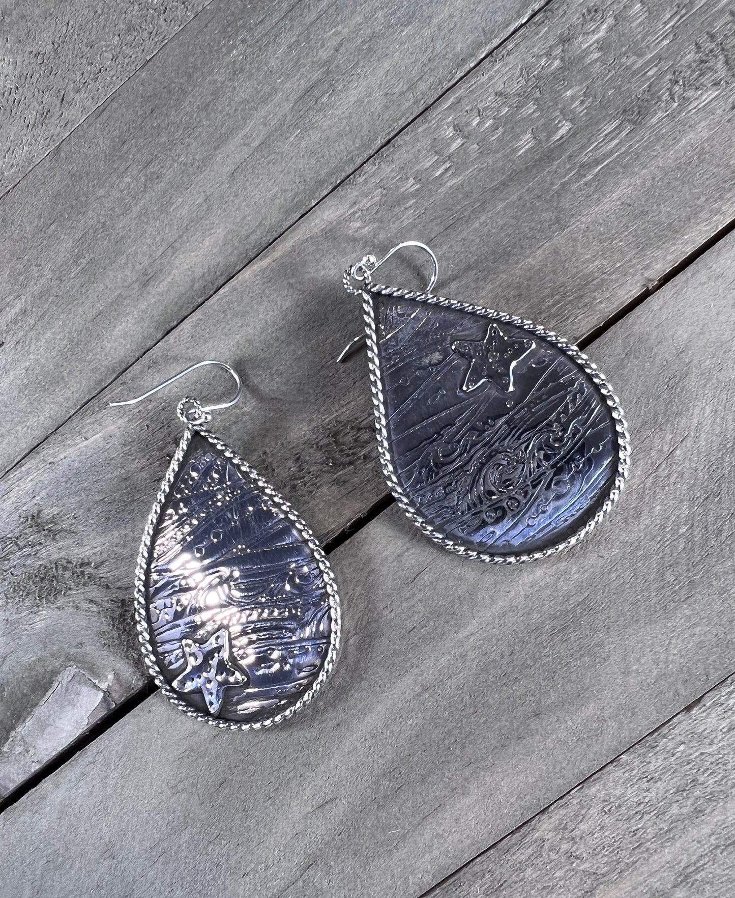 Beach Sterling Silver Teardrop Earrings