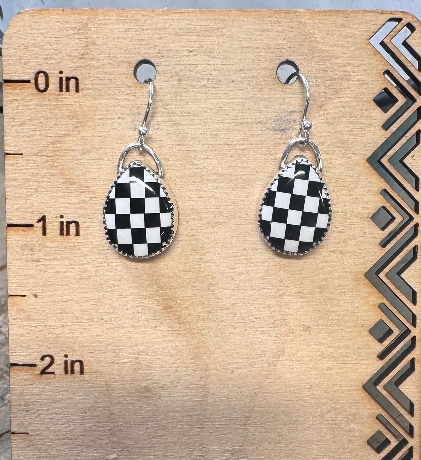 Checked Drop Earrings