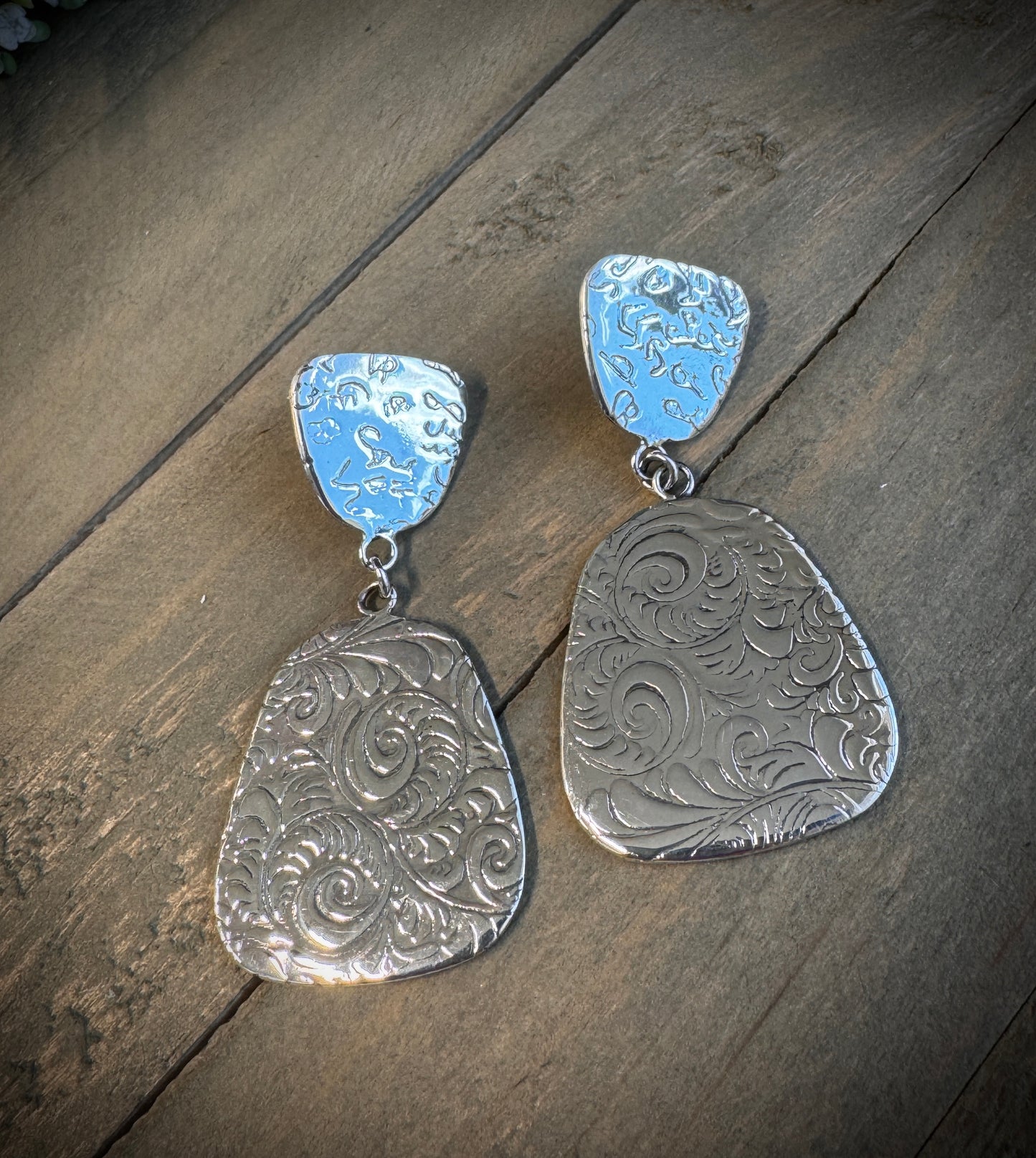 Western Swirl Trapezoid Earrings