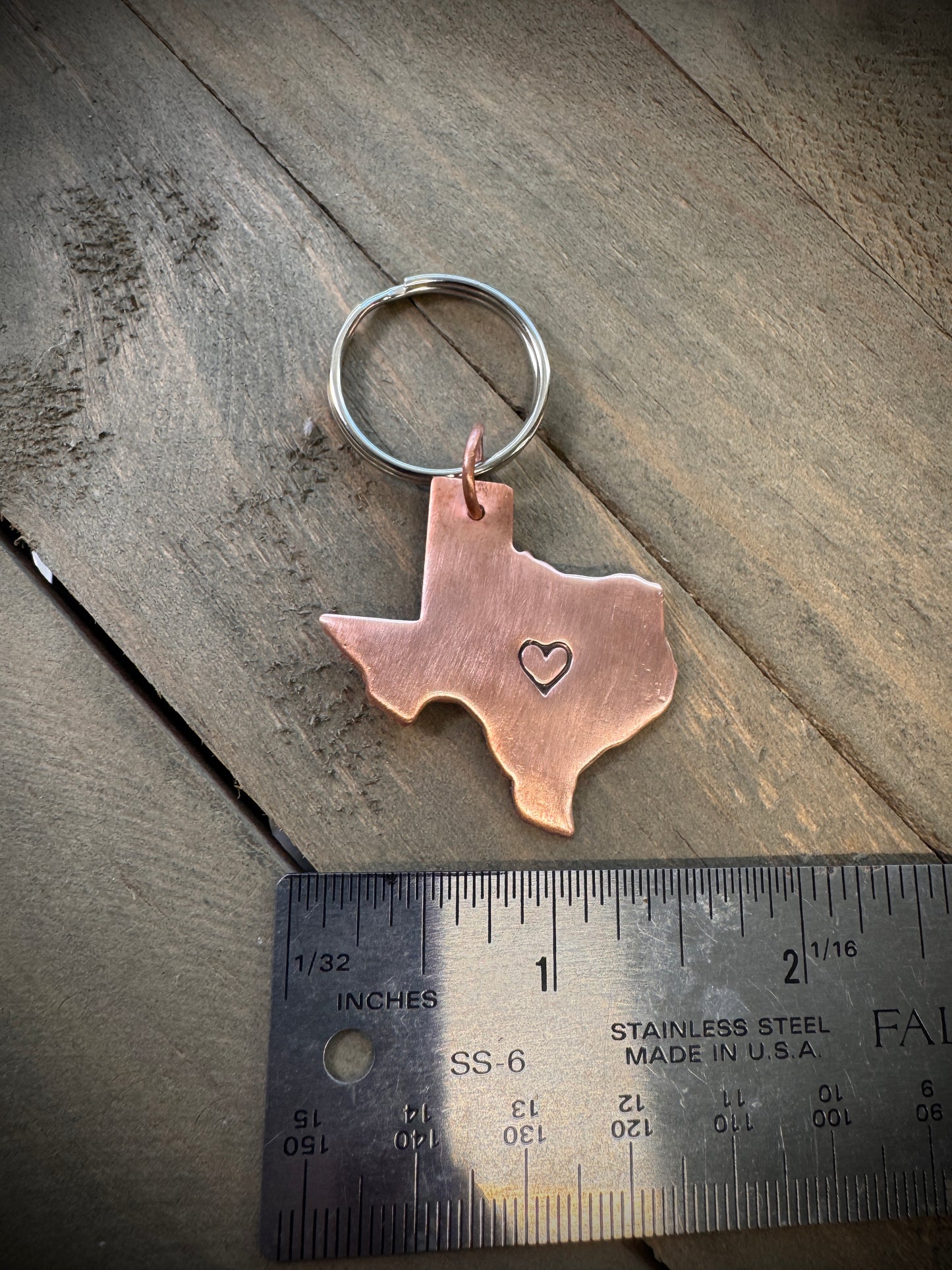 Texas Key Chain - Stamped Heart