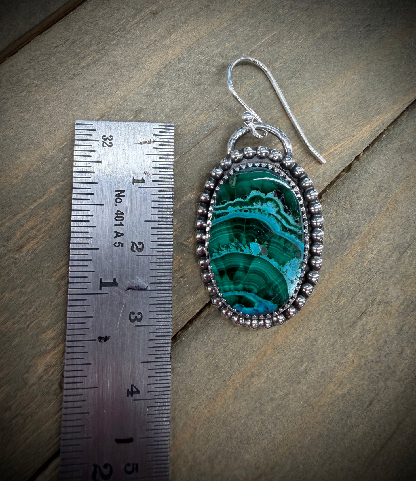 Oval Malachite and Chrysocolla Earrings