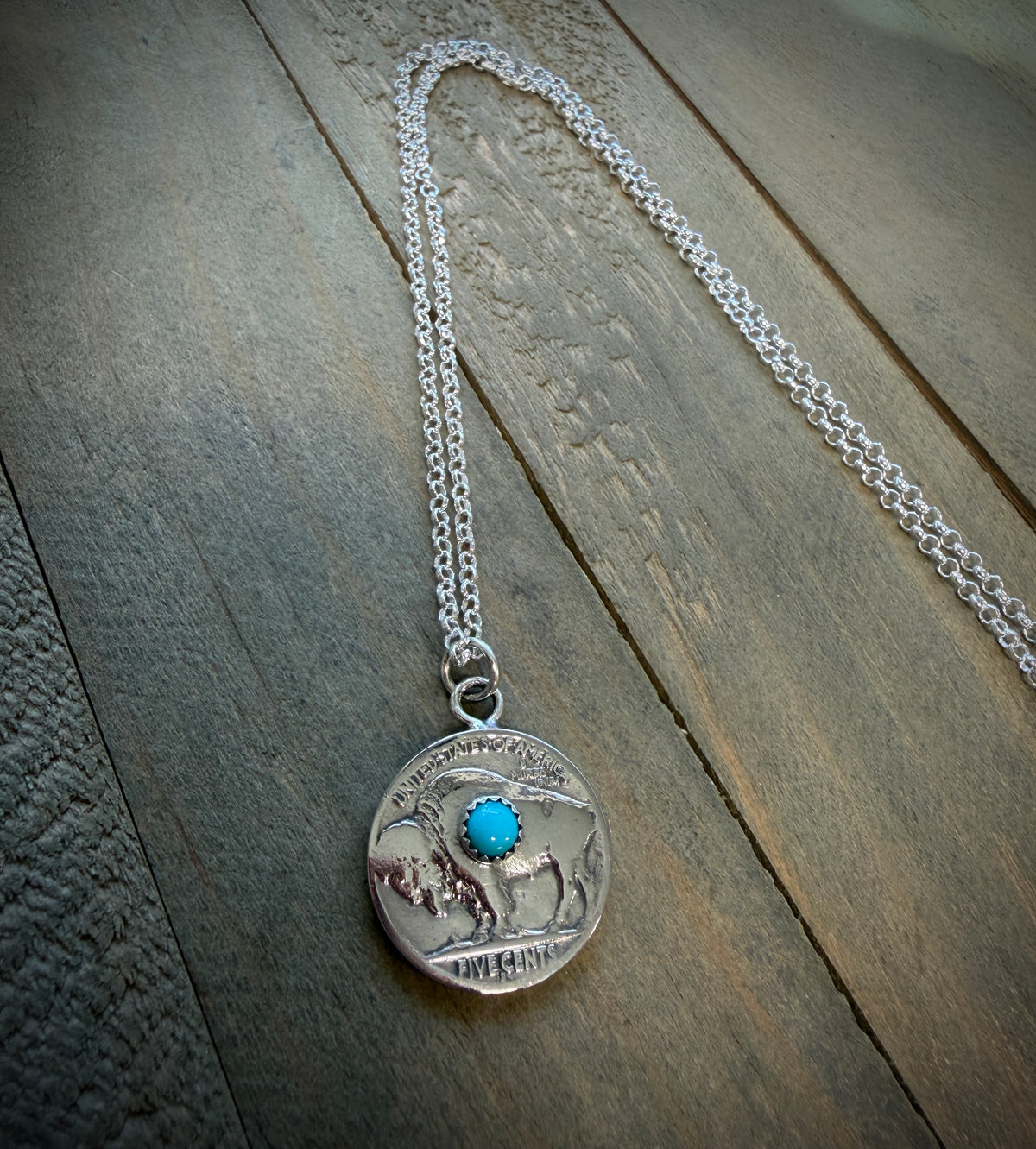 Buffalo Nickel Necklace with Turquoise