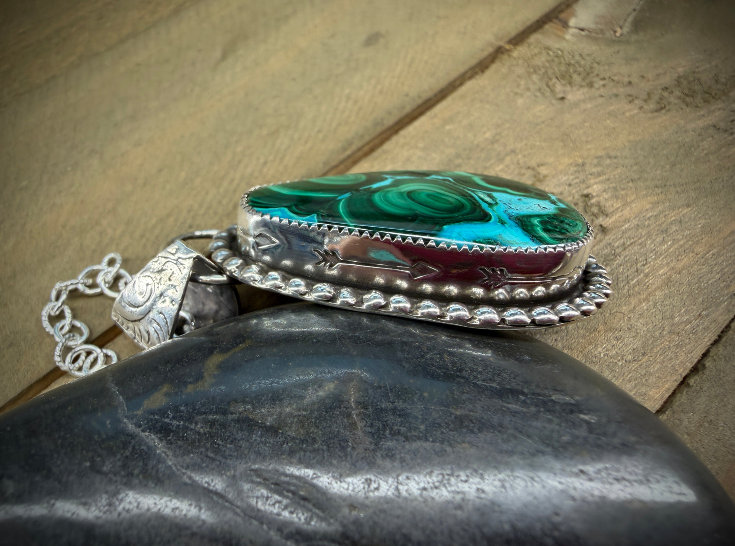 Malachite and Chrysocolla Pendant