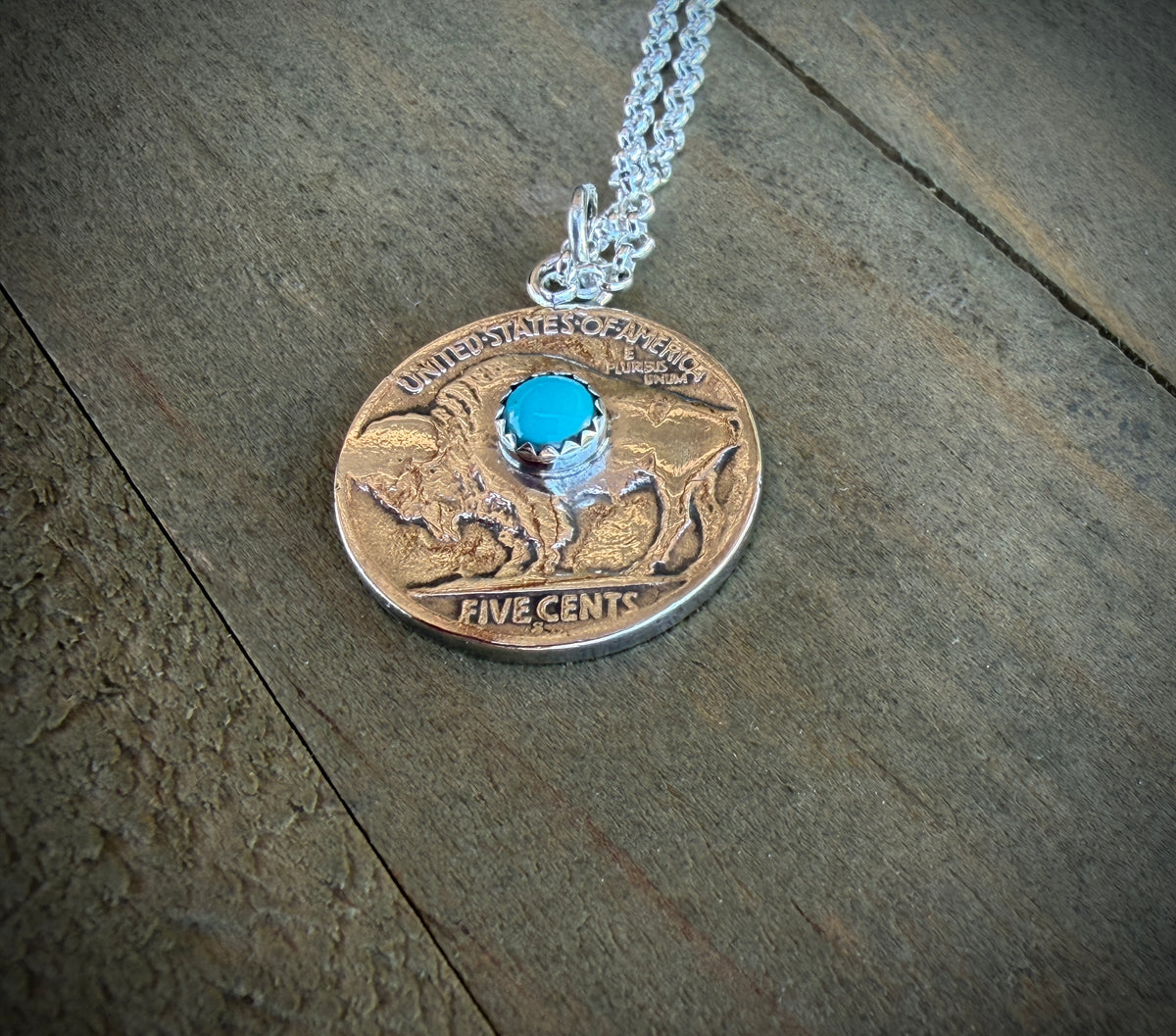 Buffalo Nickel Necklace with Turquoise