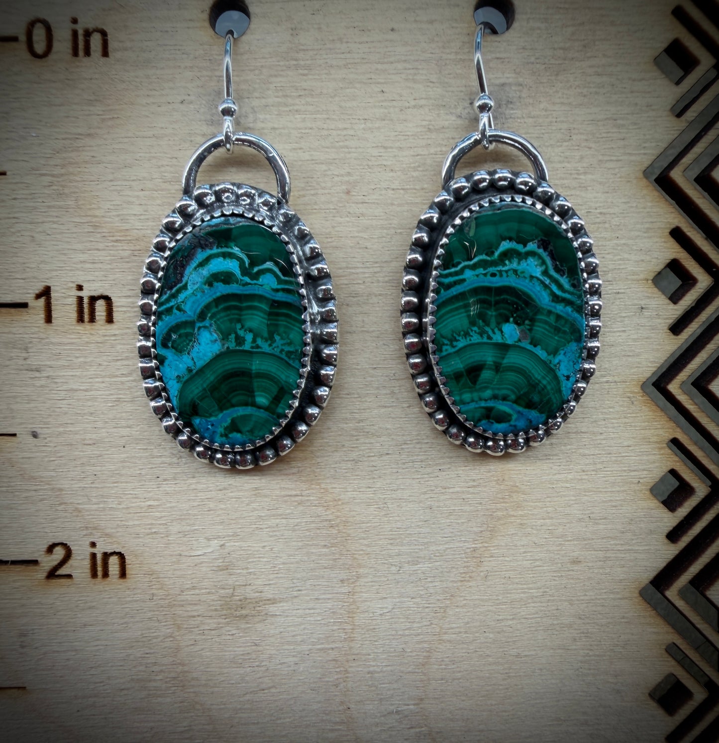 Oval Malachite and Chrysocolla Earrings