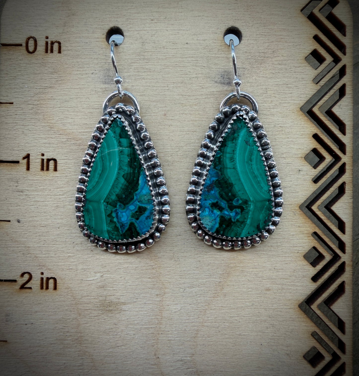 Teardrop Malachite and Chrysocolla Earrings