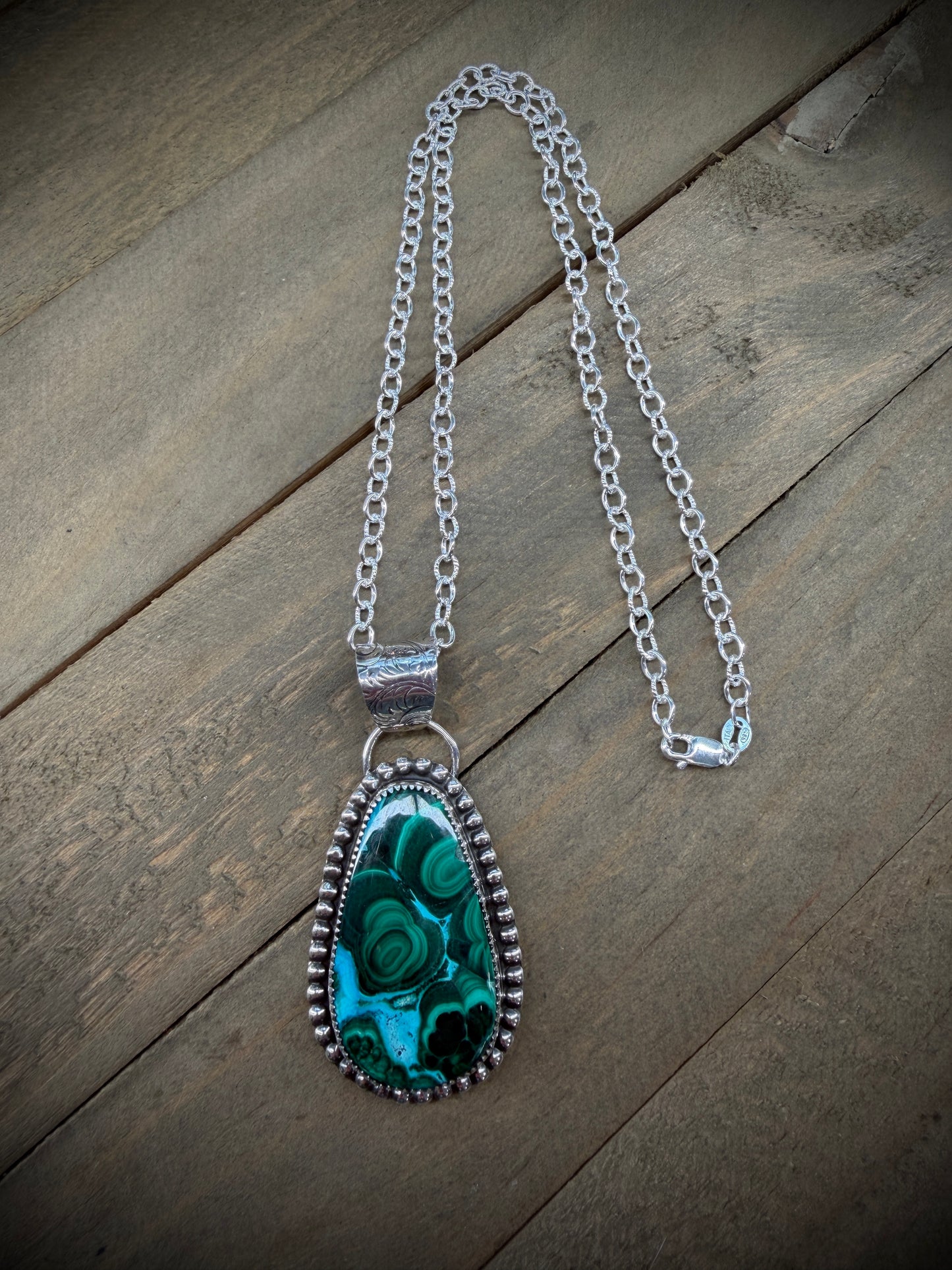 Malachite and Chrysocolla Pendant
