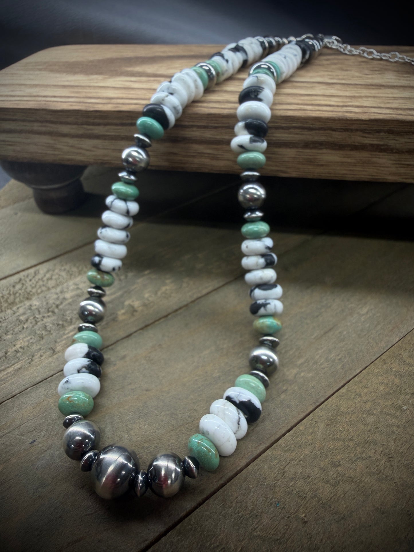 White Buffalo and Navajo Pearl Necklace