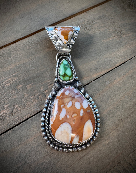 Deer Fawn and Sonoran Gold Turquoise Pendant
