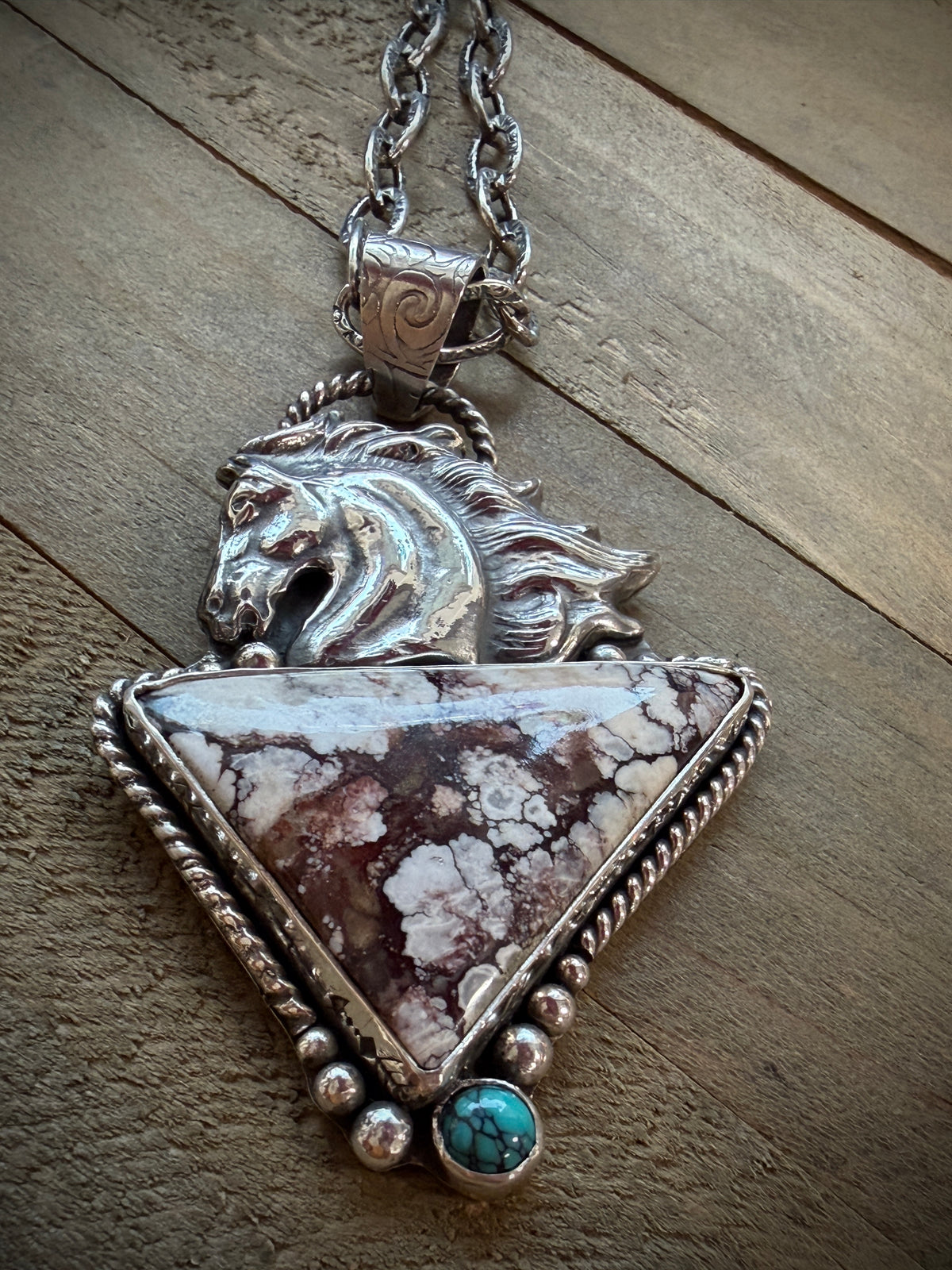 Wild Horse and Turquoise Pendant