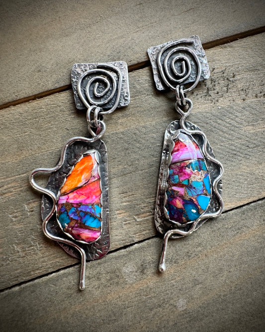 Orange Dahlia Earrings