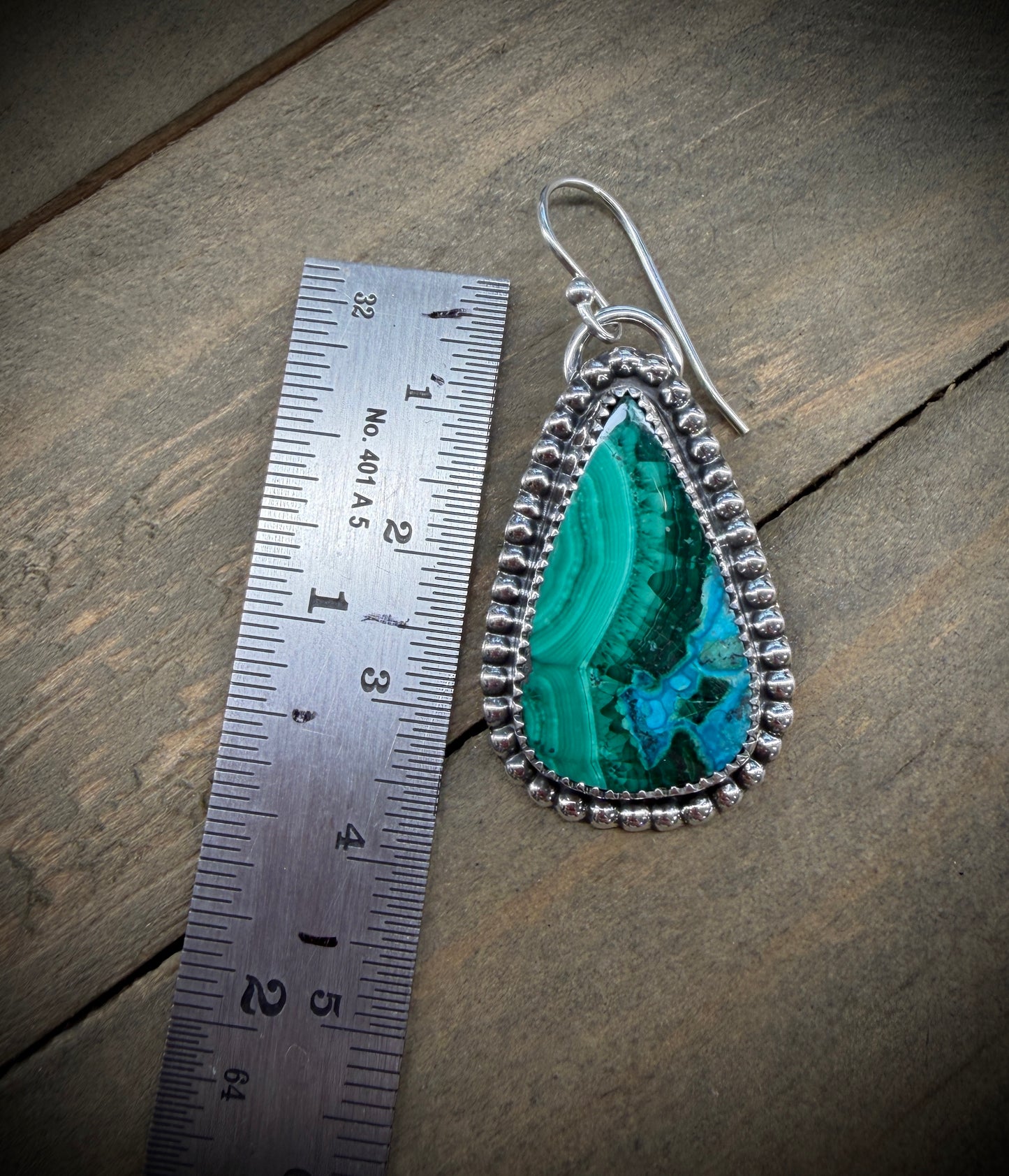 Teardrop Malachite and Chrysocolla Earrings