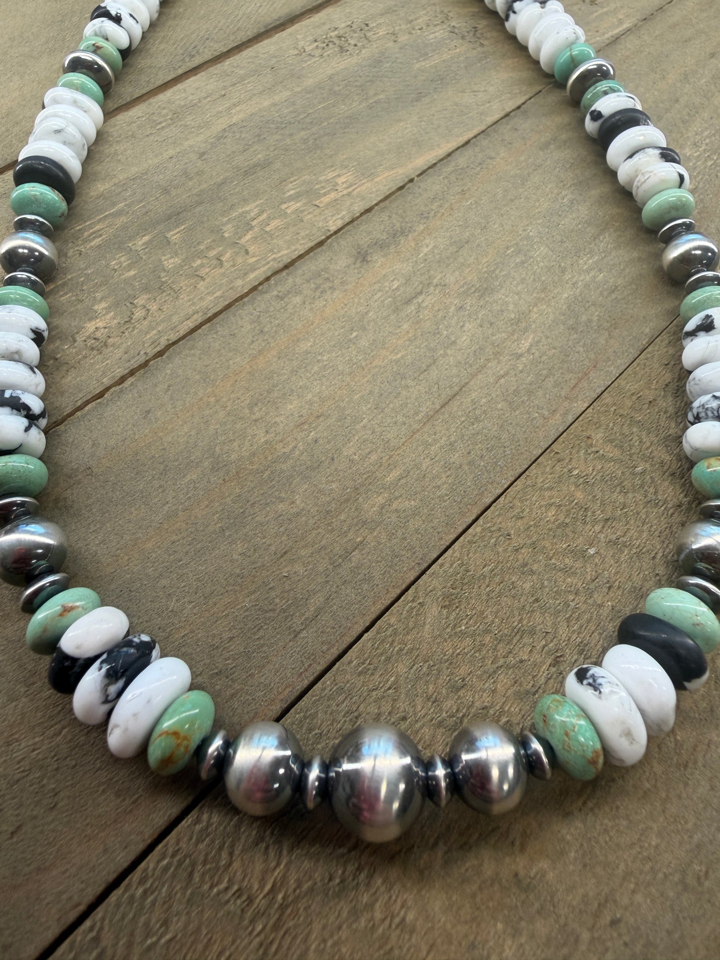 White Buffalo and Navajo Pearl Necklace