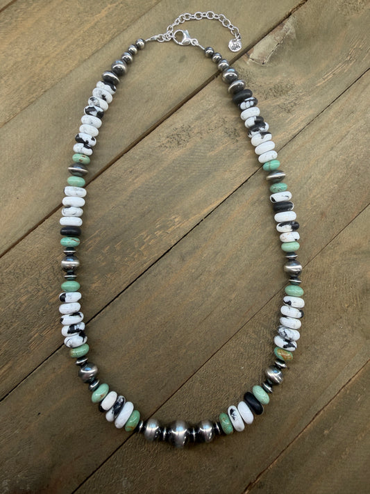 White Buffalo and Navajo Pearl Necklace