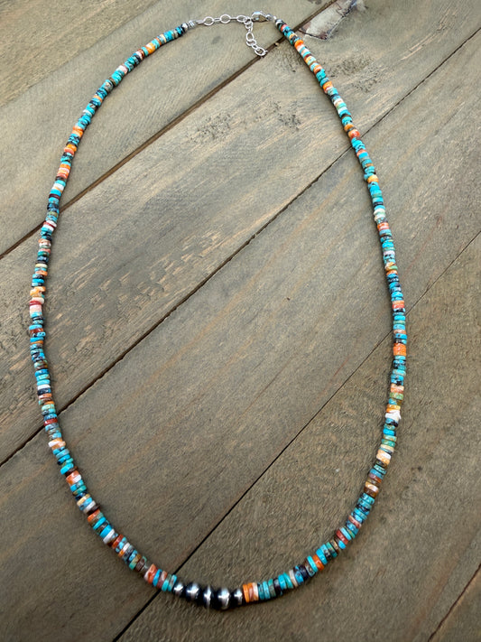 Turquoise and Spiny Oyster Necklace