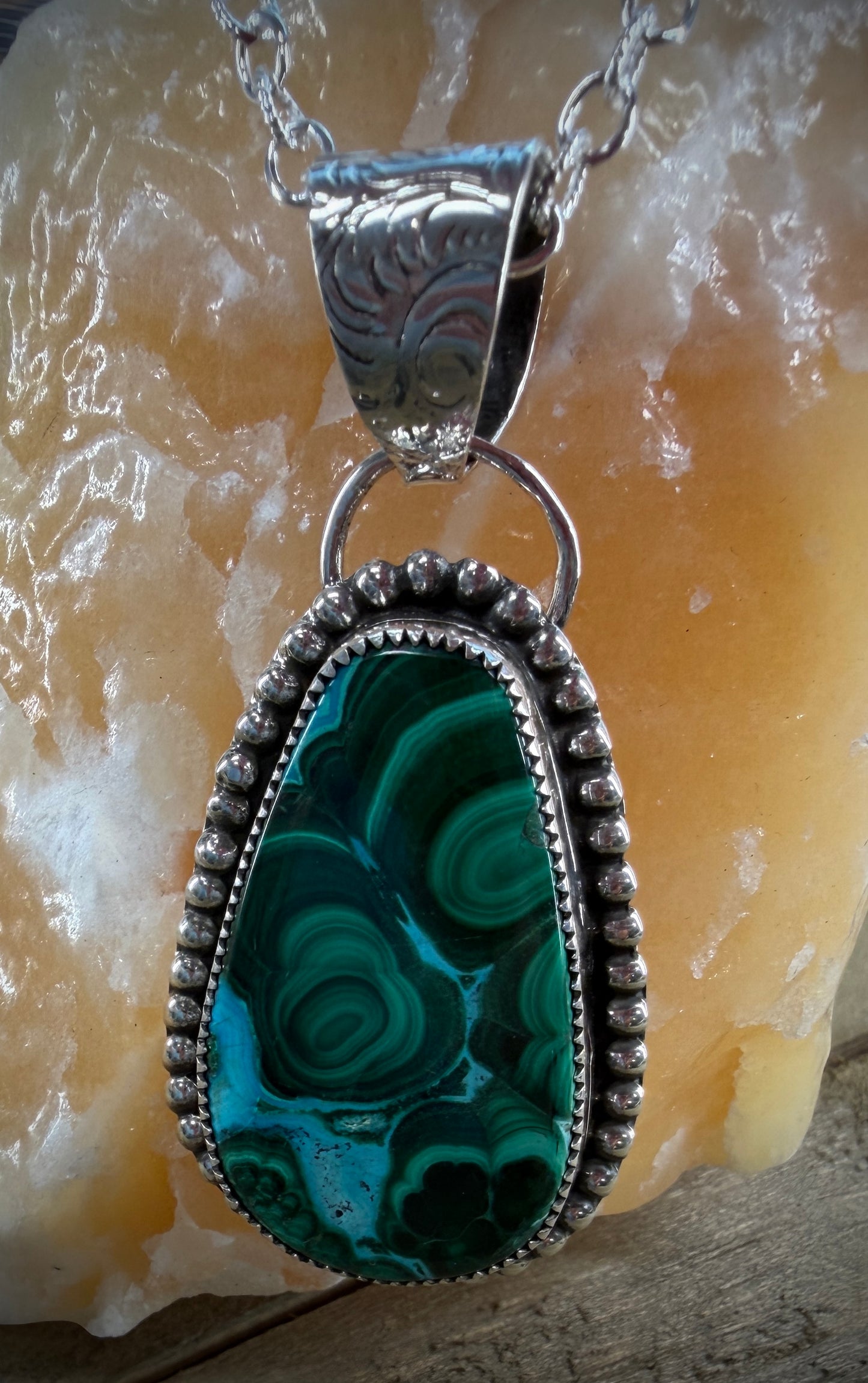 Malachite and Chrysocolla Pendant