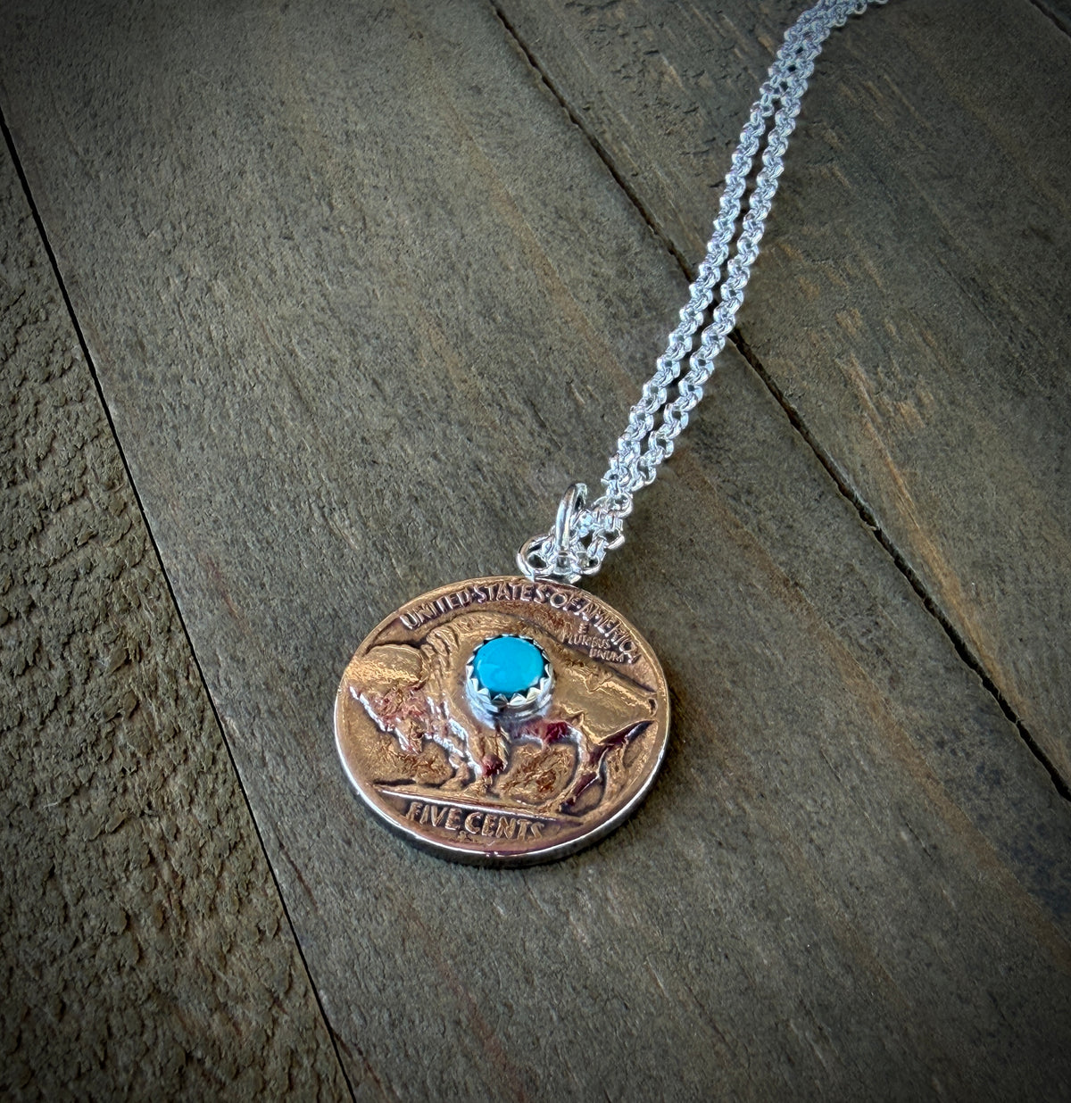 Buffalo Nickel Necklace with Turquoise